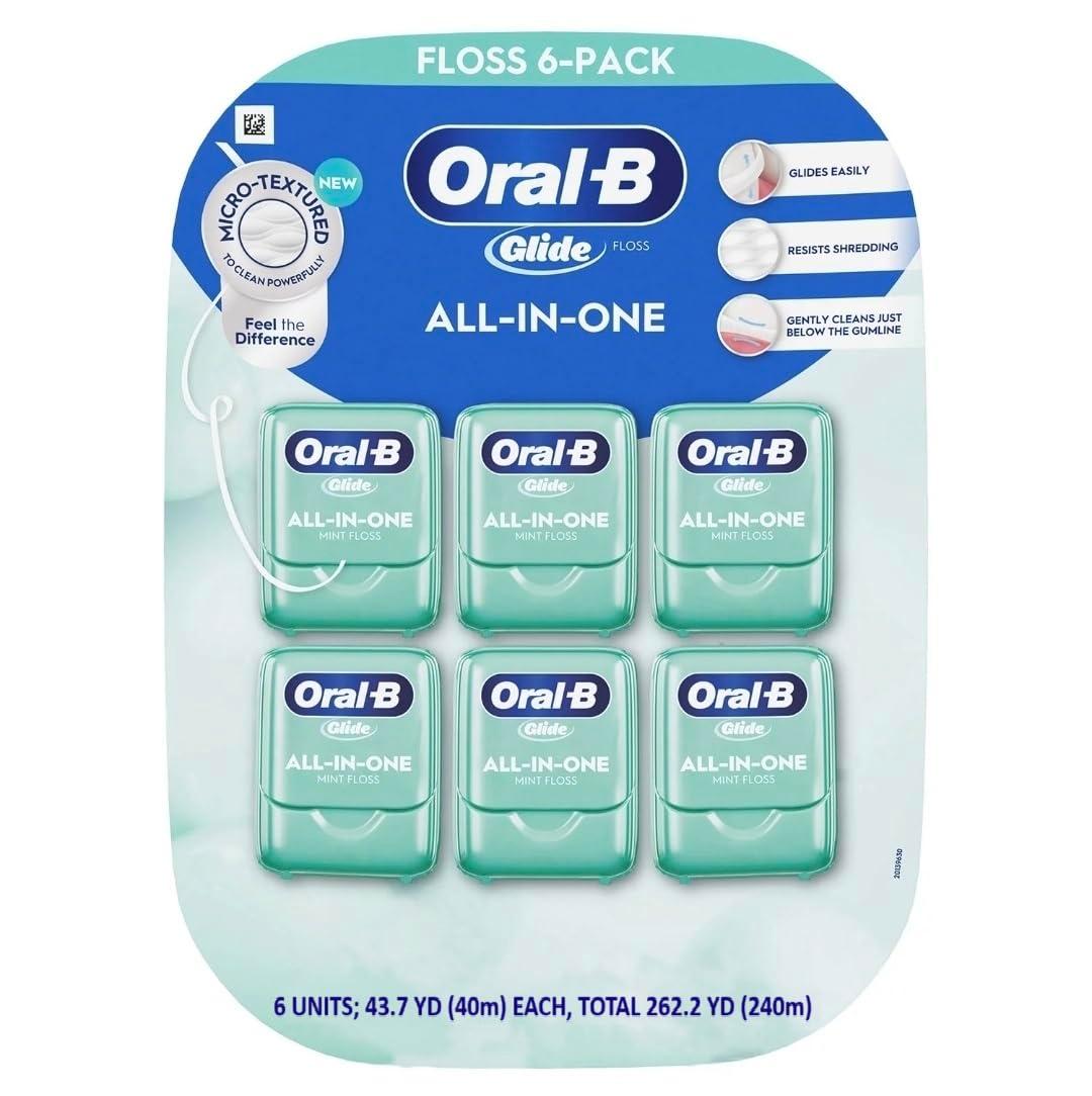 Oral-B Glide Pro-Health Comfort Plus Dental Floss, Mint, 6 Count