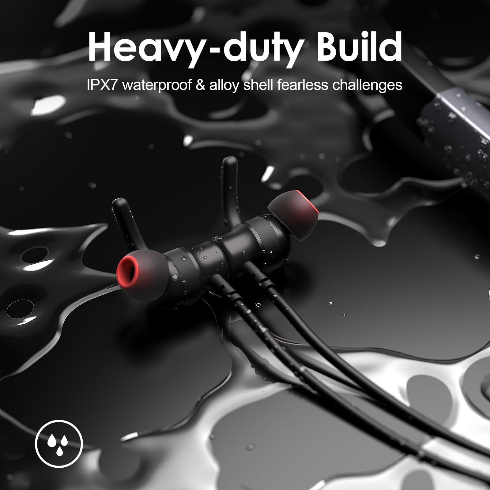 Bluetooth Headphones, 150H Playtime Wireless Bluetooth Earbuds with Earhooks, w/Mic in-Ear Magnetic Neckband Earphone, IPX7 Sweatproof Deep Bass Headset for Home, Traveling, Outdoor, Business Trips - Image 6