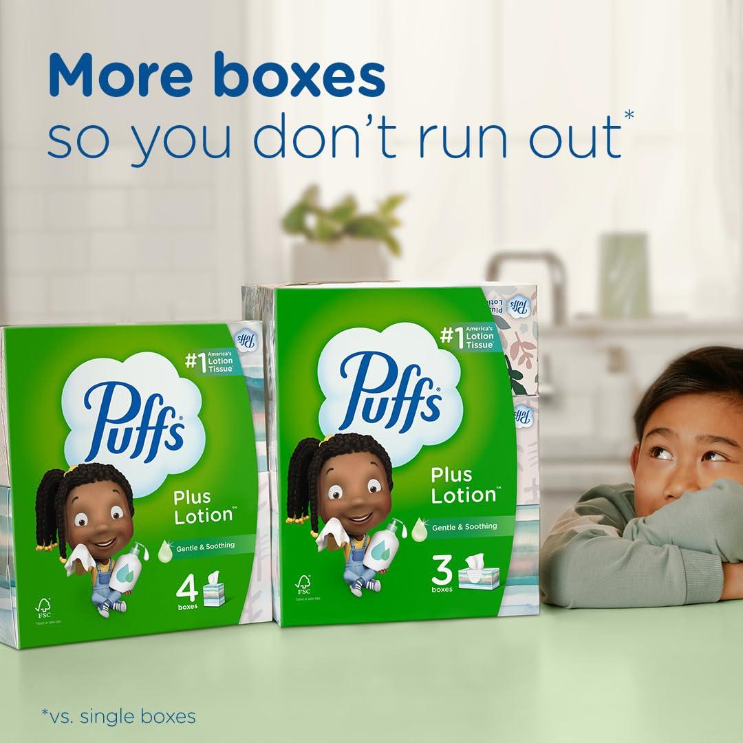 Puffs Plus Lotion Facial Tissues, 8 Family Boxes, 124 Facial Tissues per Box, Allergies and Colds - Image 8