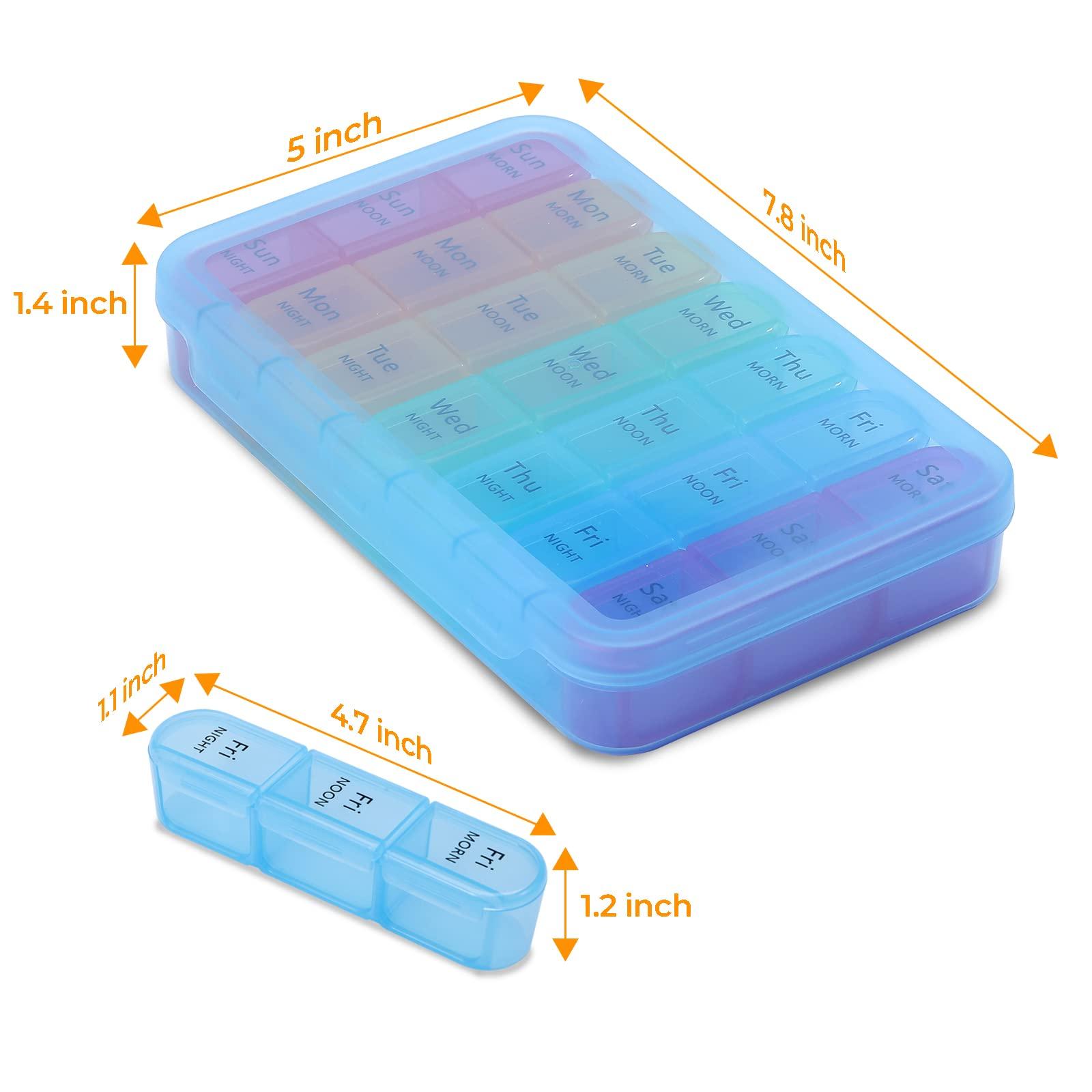Daviky Pill Organizer Travel, Weekly Pill Organizer 3 Times a Day, Pill Box 7 Day, Pill Cases Organizers 7 Day, Daily Pill Box Organizer, Medicine Organizer to Hold Vitamins and Medication (Blue) - Image 9