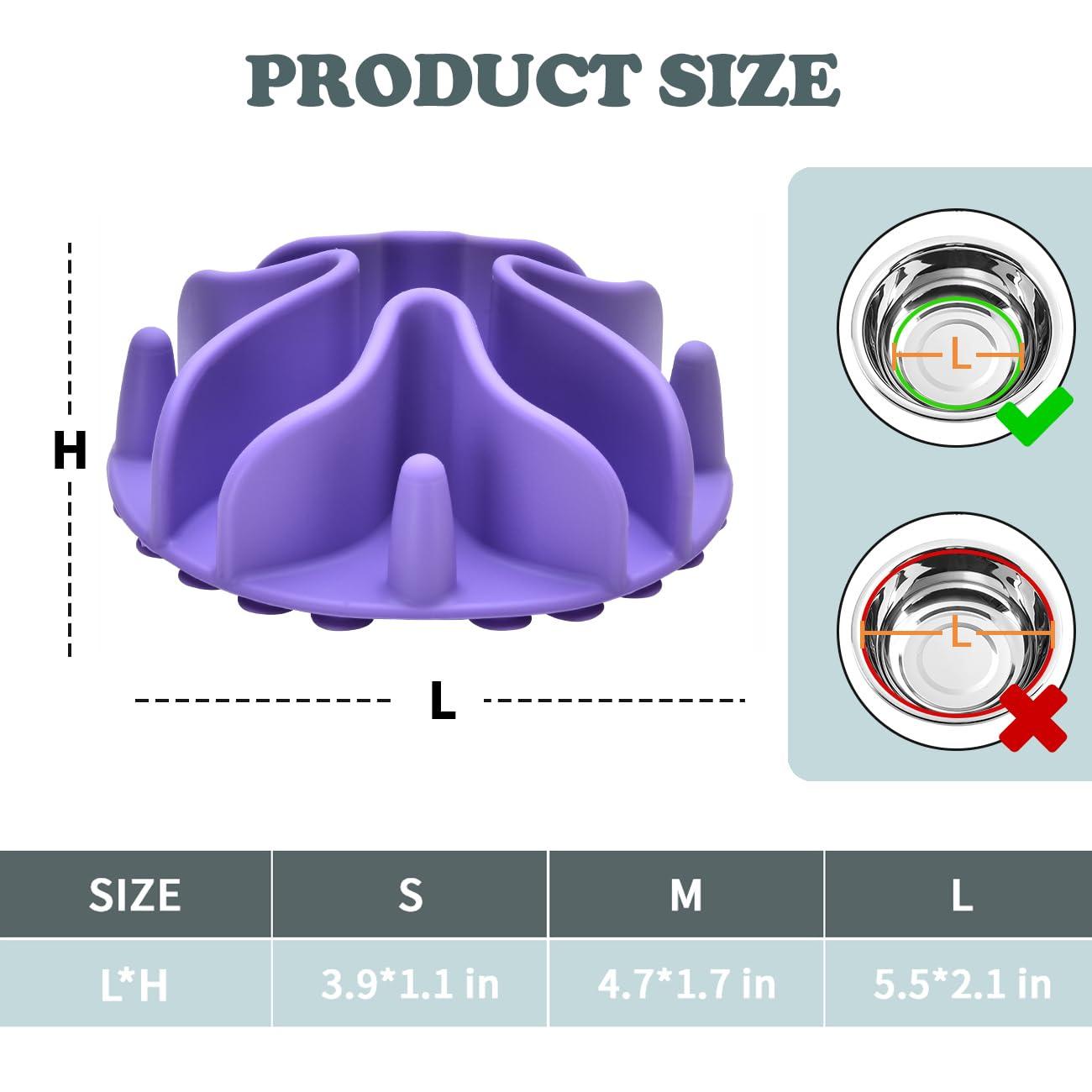 Slow Feeder Dog Bowls Insert, Silicone Slow Feeder Bowl with Strong Suction Cups Perfect for Stainless Steel Glass Ceramic Dog Bowls (Purple, Small Size) - Image 6