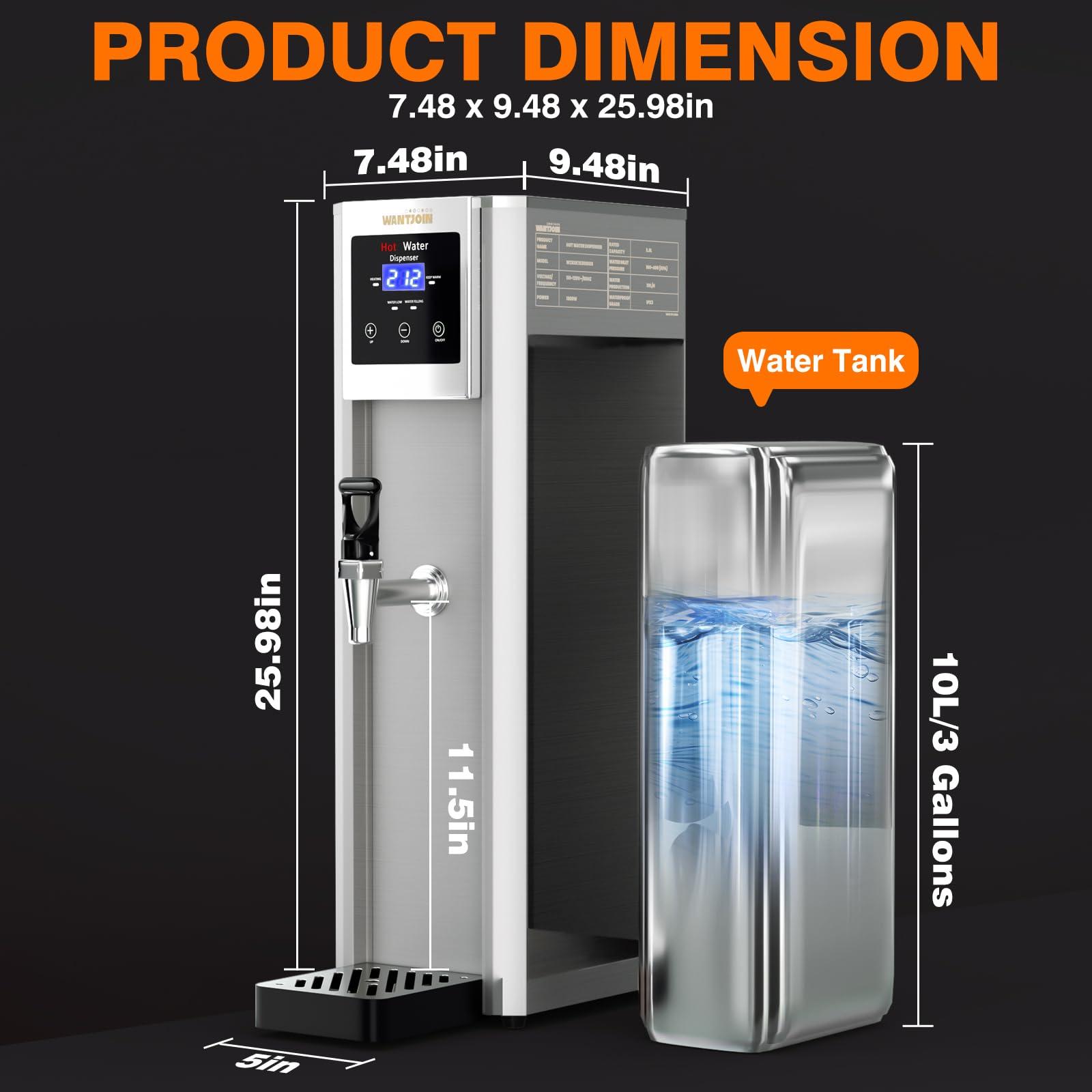 WantJoin Hot Water Dispenser Commercial Water Boiler 20L(5.2GAL)/Hour Step-Heating Electric Countertop Water Dispenser Automatic Temperature Control 32°F-212°F, for Boba Tea Coffee Shop Office 1800W - Image 2