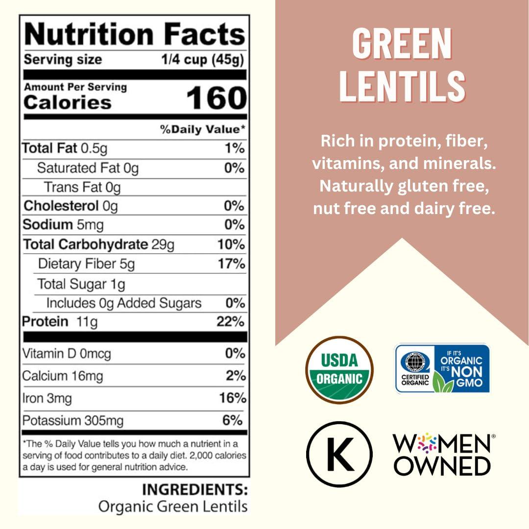 Mountain High Organics Certifed Organic Green Lentils 1/25LB Bag - Image 2