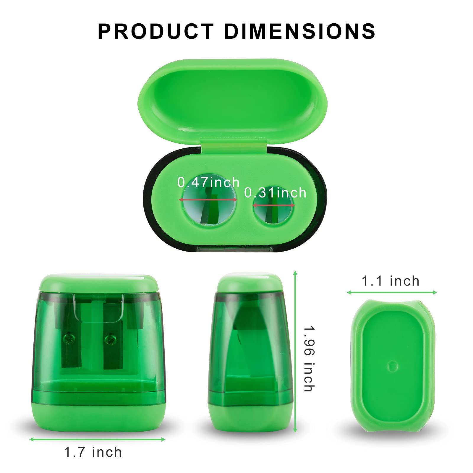 Sonuimy Pencil Sharpeners, 4 Pcs Pencil Sharpeners Manual,Dual Holes Compact Colored Handheld Pencil Sharpener for Kids with Lid Adults Students School Class Home Office (Covered) - Image 3