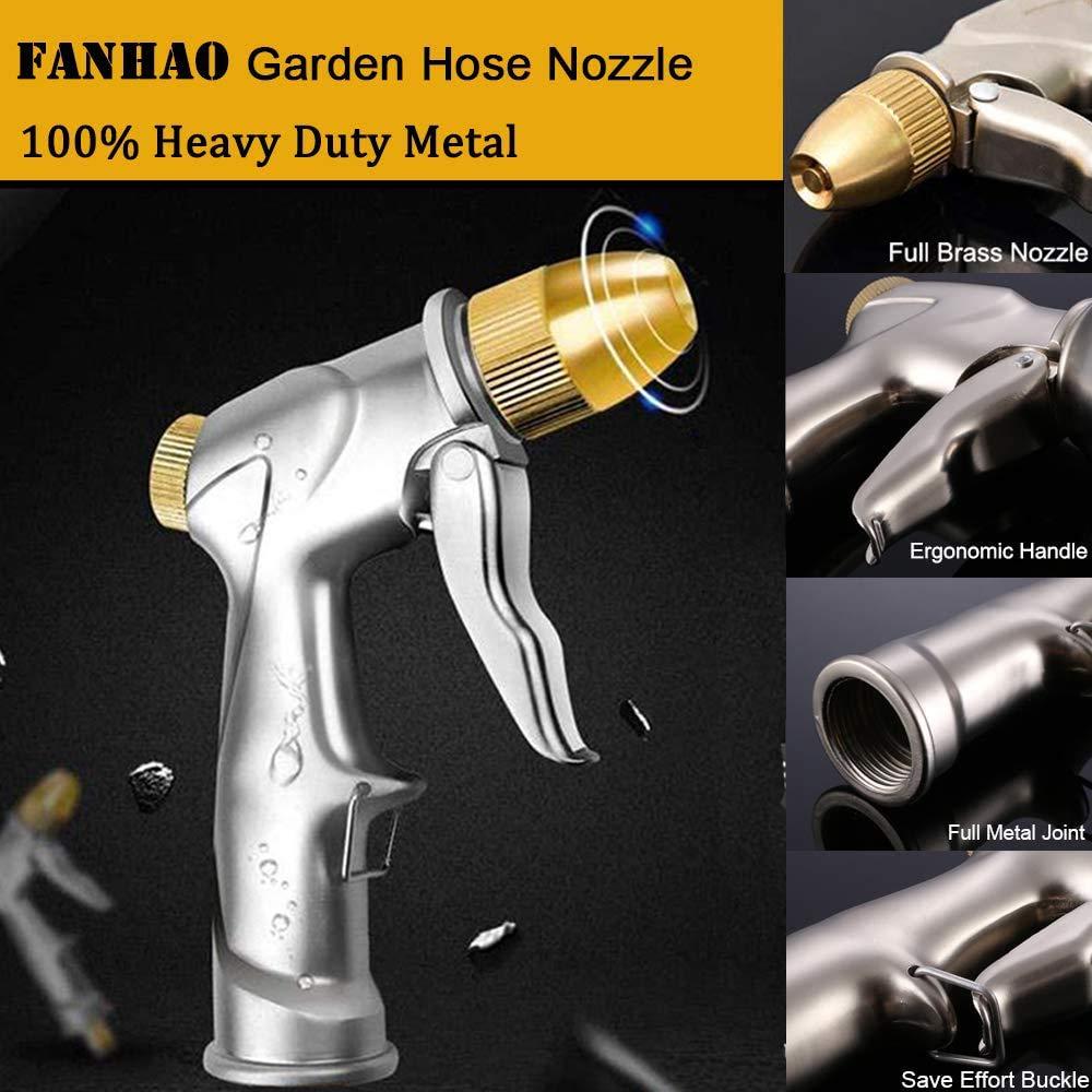 FANHAO Upgraded Garden Hose Nozzle Sprayer, 100% Heavy Duty Metal Handheld Water Nozzle High Pressure in 4 Spraying Modes for Watering Plants and Lawn, Car Washing, Patio and Pet - Image 3