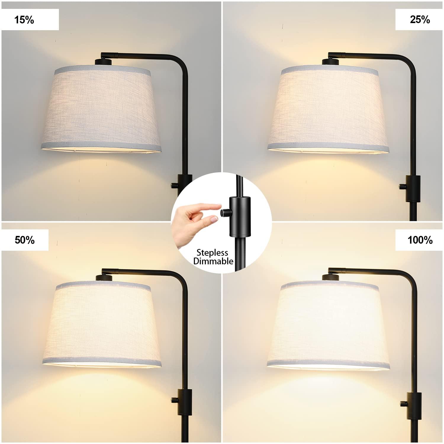 【Upgraded】 Dimmable Floor Lamp, 1000 Lumens LED Edison Bulb Included, Arc Floor Lamps for Living Room Modern Standing Lamp with Linen Shade, Tall Lamp for Bedroom Office Dining Room- Black - Image 3