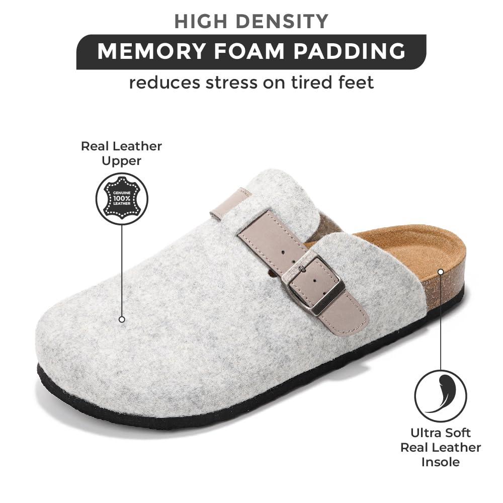 Project Cloud Mens Clogs - Full Grain Genuine Leather Memory Foam Clogs for Men Arch Support Cork Footbed - Non Slip Platform Mules (Brooklyn) - Image 2