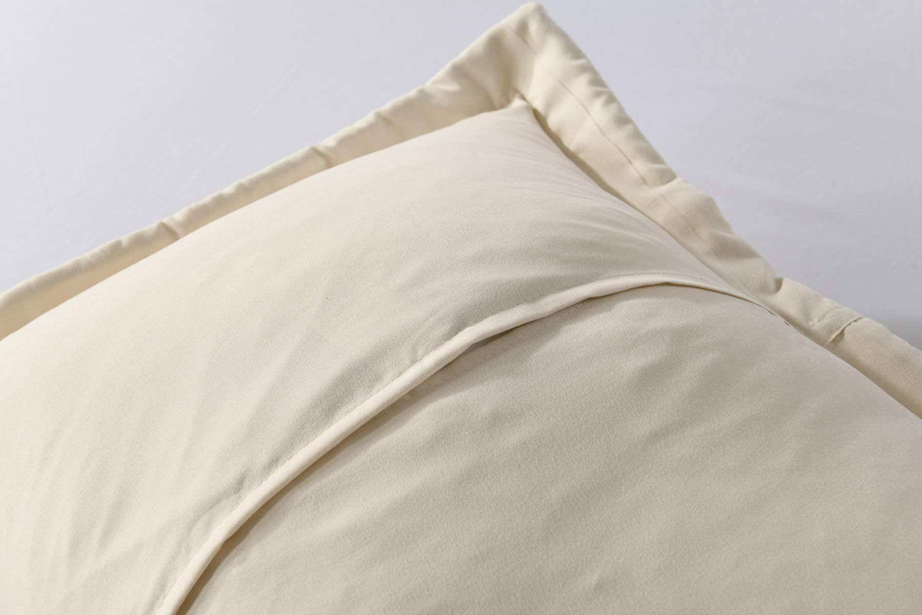 MarCielo 2-Piece Embroidered Pillow Shams, Queen Size Decorative Microfiber Pillow Covers Set, Standard Size Beige - Image 5