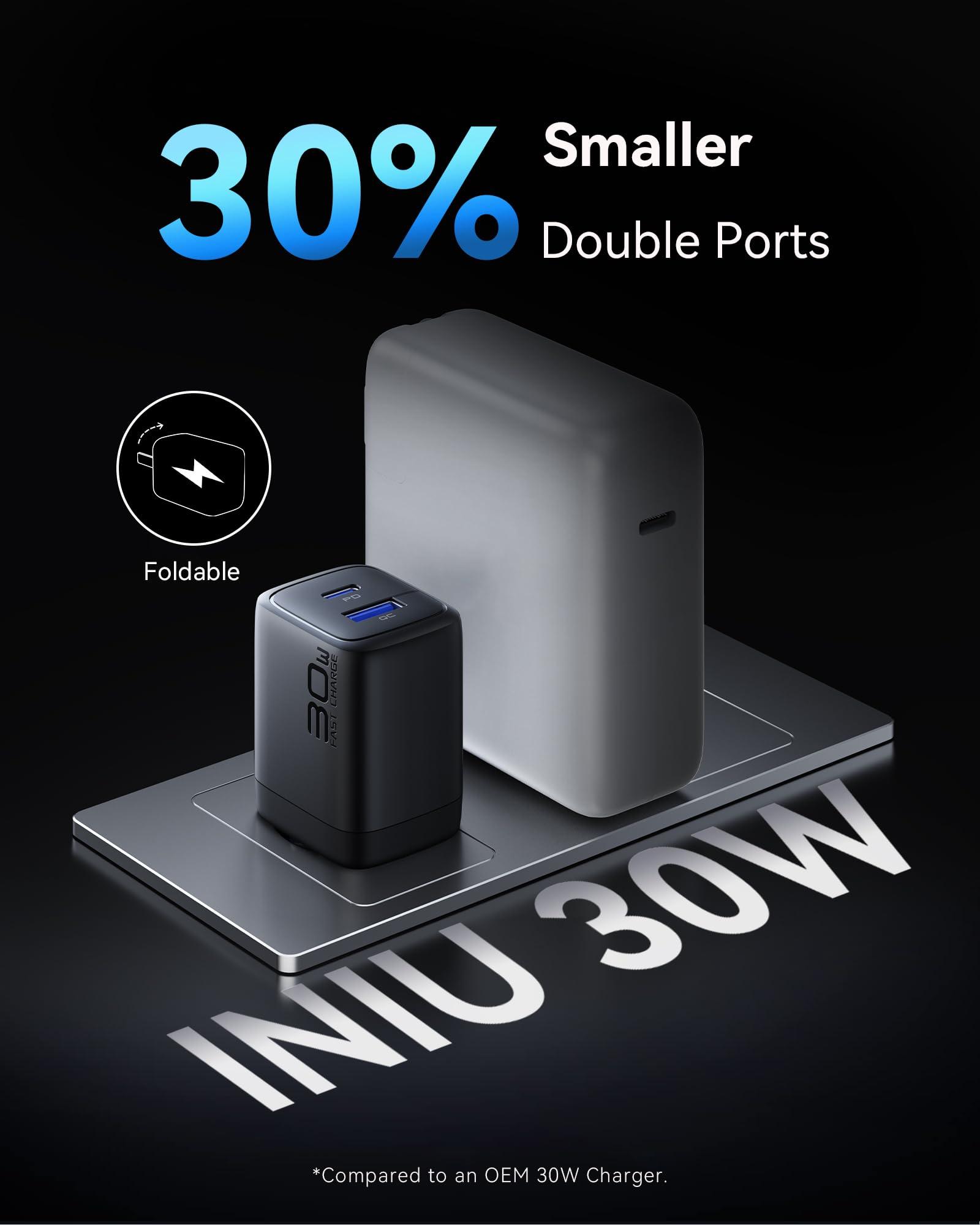 INIU USB C Charger Block, 2-Pack 30W Fast Charging Type C Wall Charger with Foldable Plug and 5ft USB-C Cable for iPhone 16 15 Samsung S25 S24 iPad Pro and More Series - Image 5