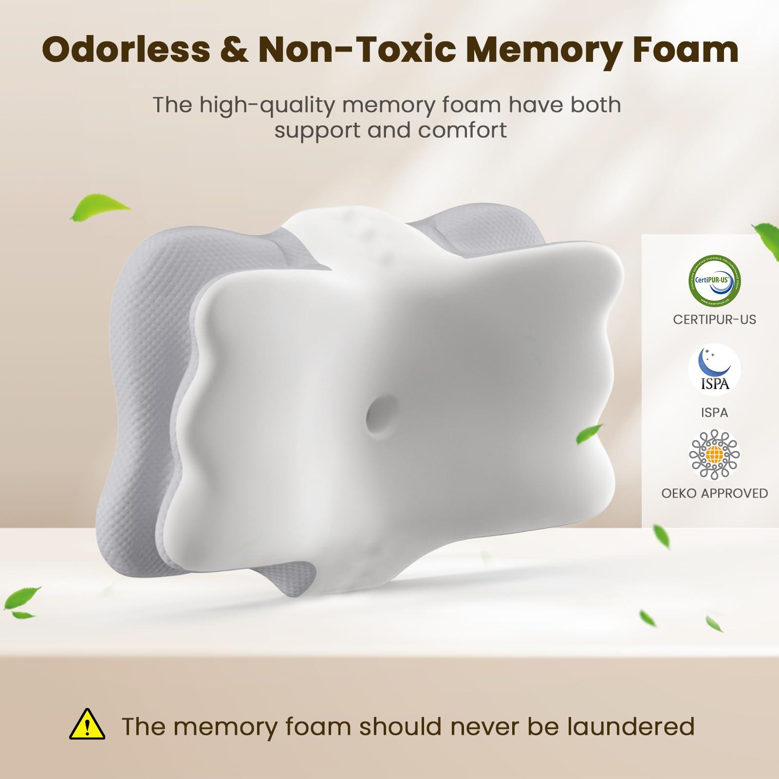 Tranqifit Cervical Pillow for Neck Pain Relief, Memory Foam Pillows for Sleeping, Ergonomic Orthopedic Pillow with Cooling Pillowcase, Contour Neck Support Pillow for Side, Back and Stomach Sleepers - Image 9