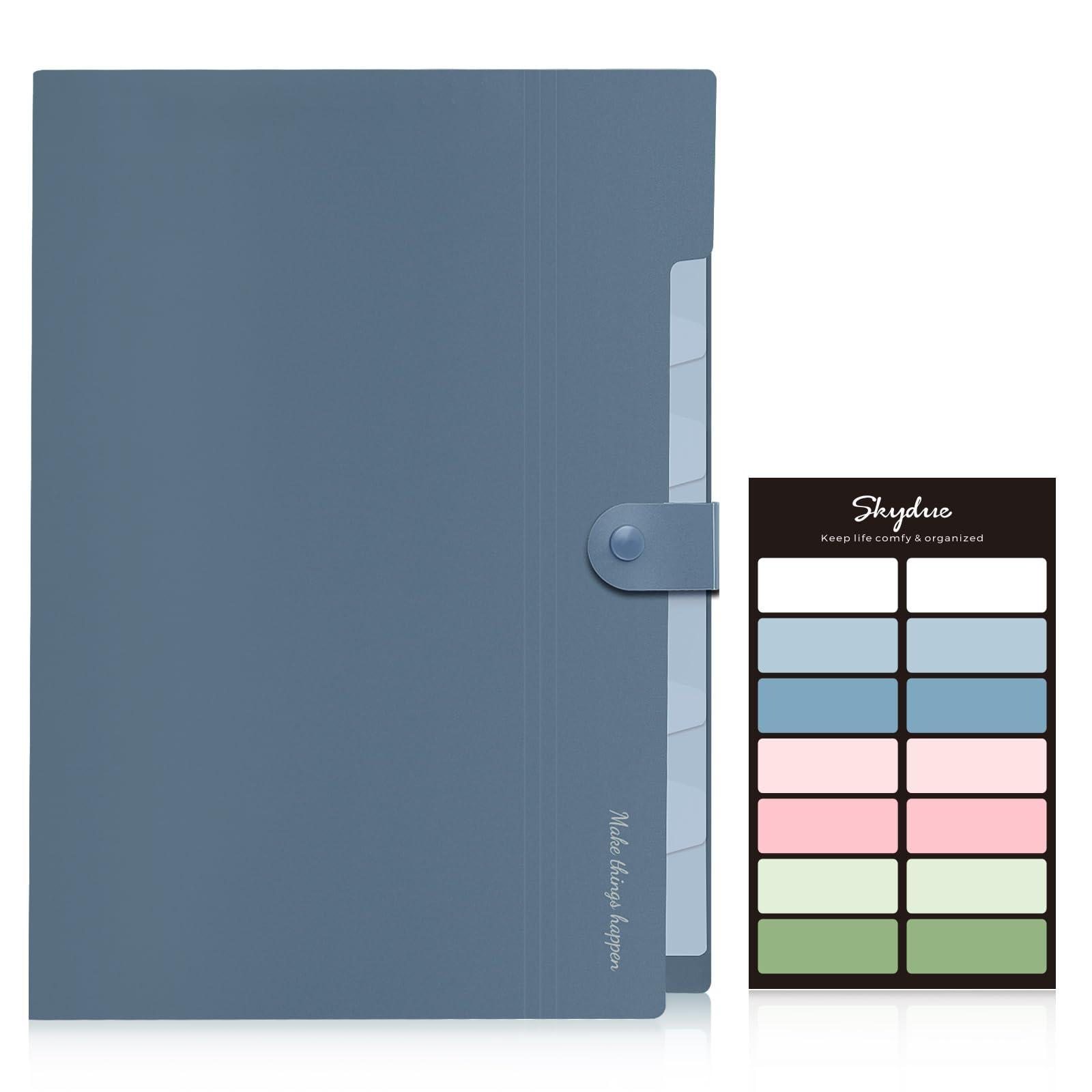 SKYDUE Expanding File Organizer with 8 Pockets, Accordion File Folders with Labels, Portable Document Paper Bill Receipt Organizer, Home College School Office Supplies, Letter Size, Blue - Image 4