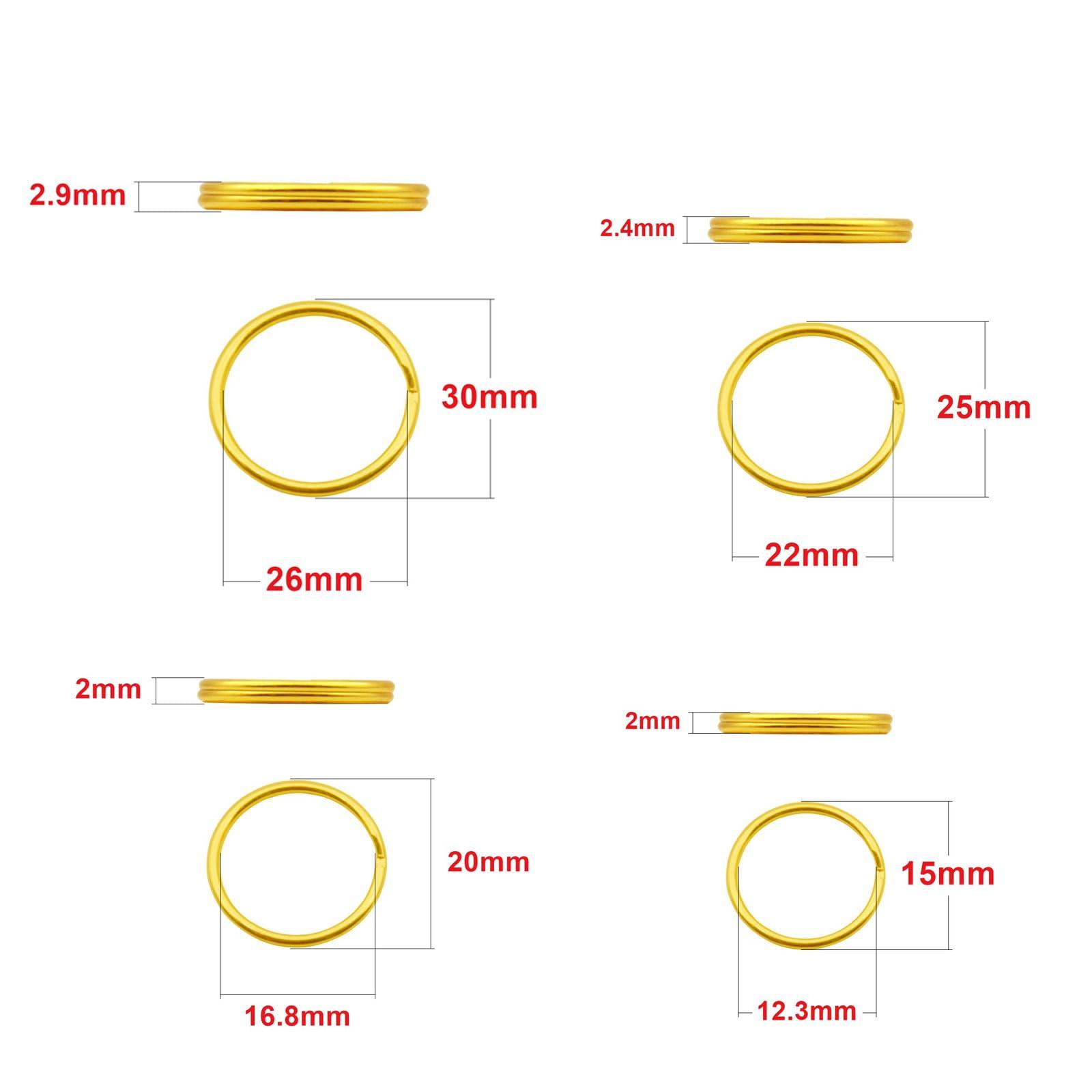 Key Ring Keychain Assorted in 4 Sizes Metal Golden Round Split Key Chains Rings for Home Car Dog Tag Office Lanyards Keys Attachment Pack of 40pcs - Image 2