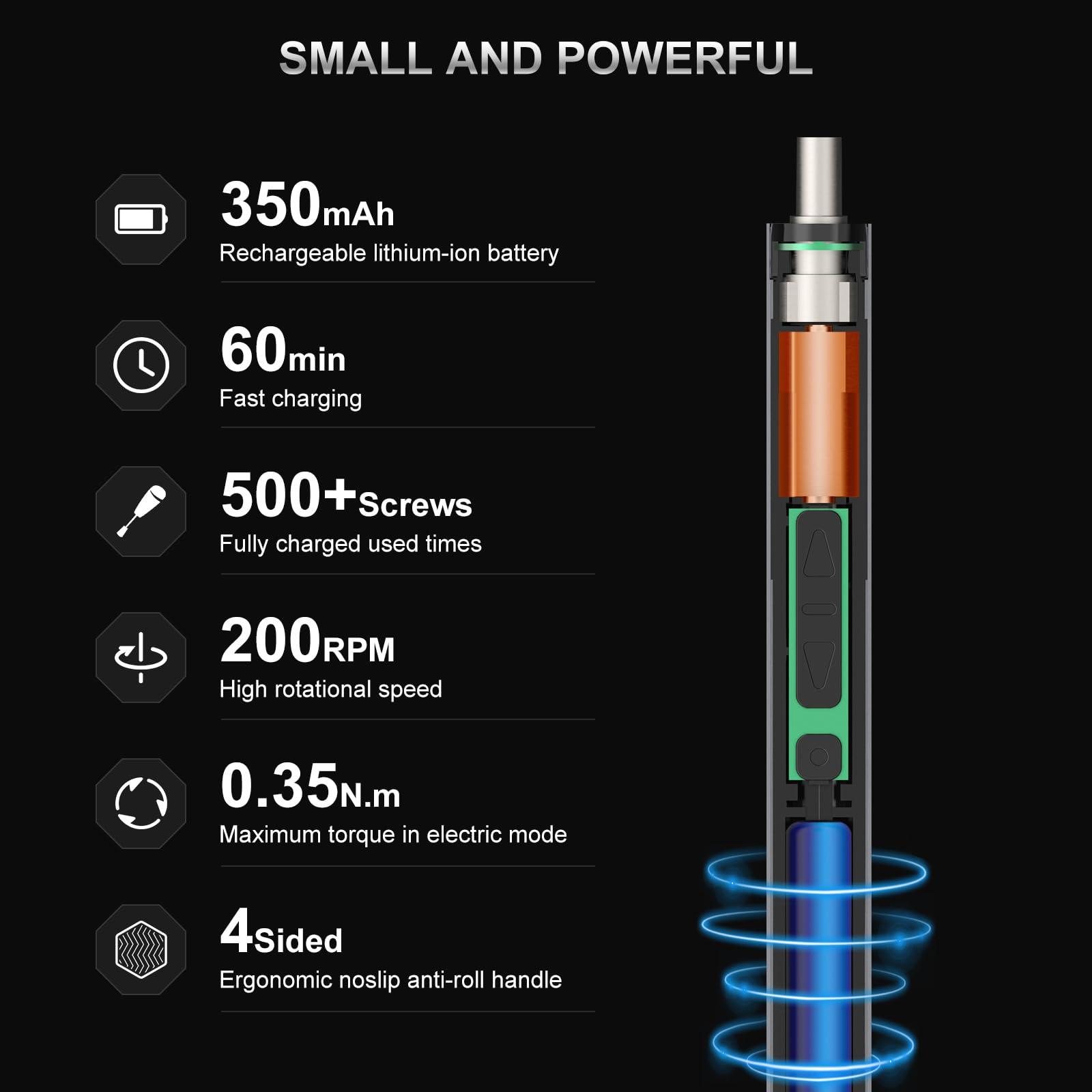 STREBITO Mini Electric Screwdriver, 144-Piece Electric Precision Screwdriver Set Small Power Screwdriver Cordless Rechargeable, Electronic Repair Tool Kit for PC, Computer, Laptop, Phone, RC Drone - Image 7