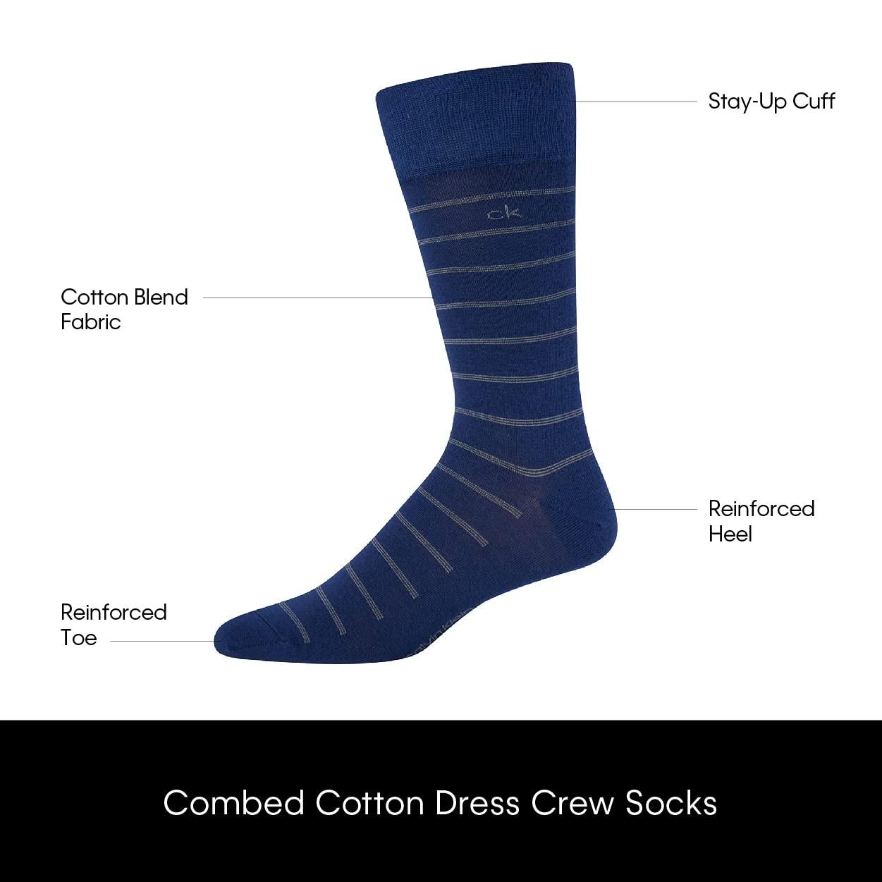 Calvin Klein Men's Dress Socks - Cotton Blend Crew Socks: Patterns and Solids (4 Pack) - Image 3