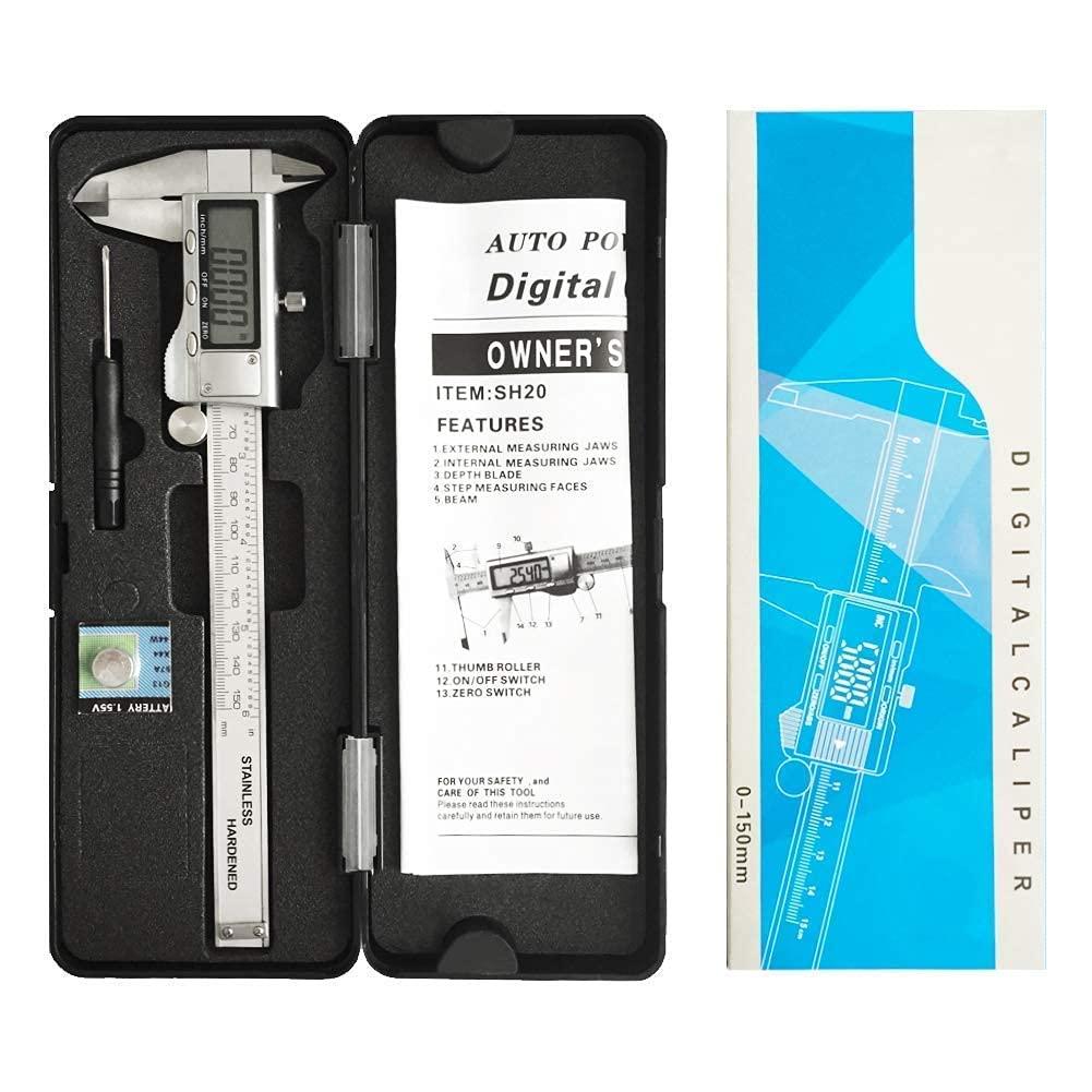 Digital Caliper, Caliper Measuring Tool with Stainless Steel, Electronic Micrometer Caliper with Large LCD Screen, Auto-Off Feature, Inch and Millimeter Conversion (6 Inch/150 mm) - Image 7