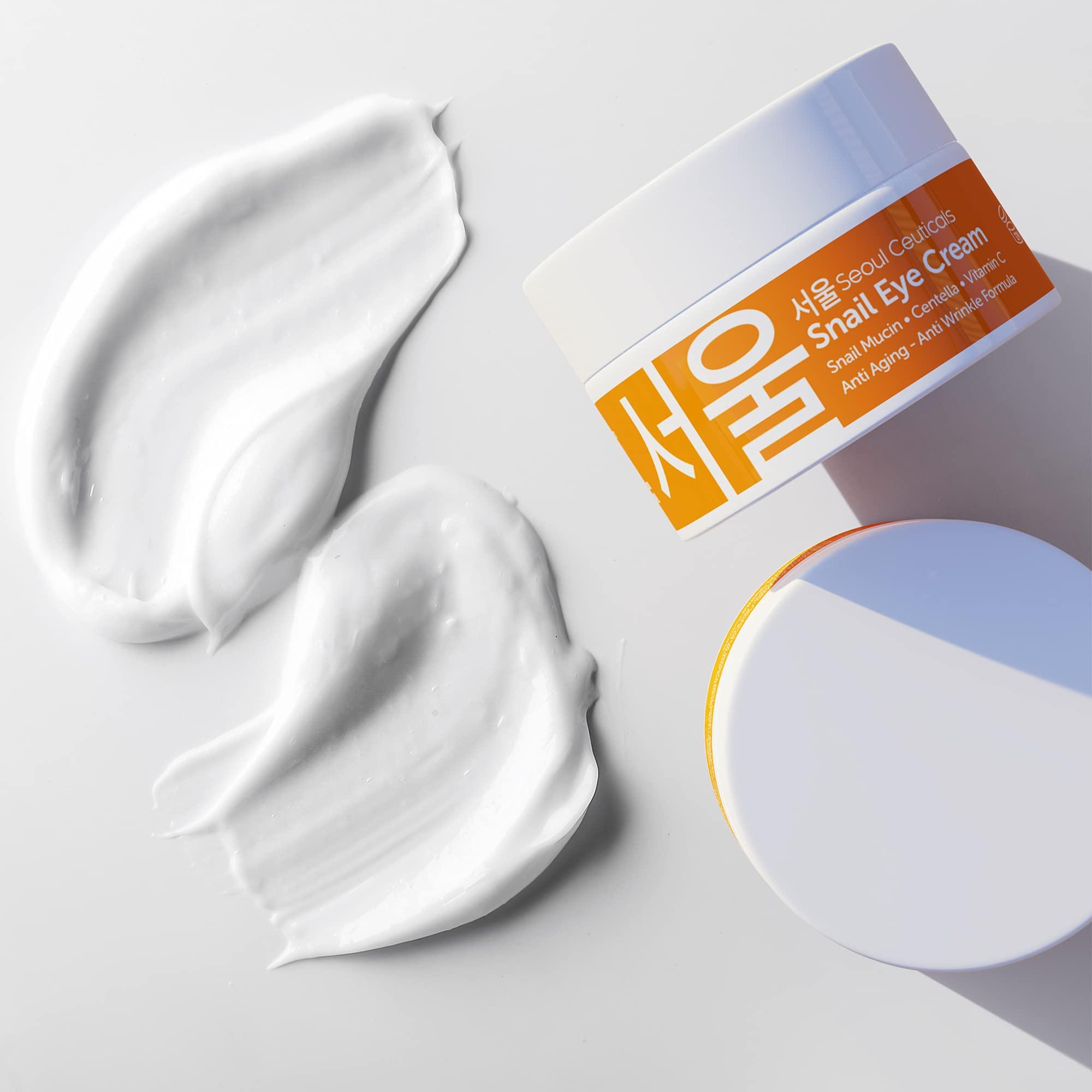 SeoulCeuticals Korean Snail Mucin Eye Cream - 97.5% Snail Filtrate K Beauty Anti Aging Under Eye Anti Wrinkle Eye Treatment Cream 0.5oz - Image 8