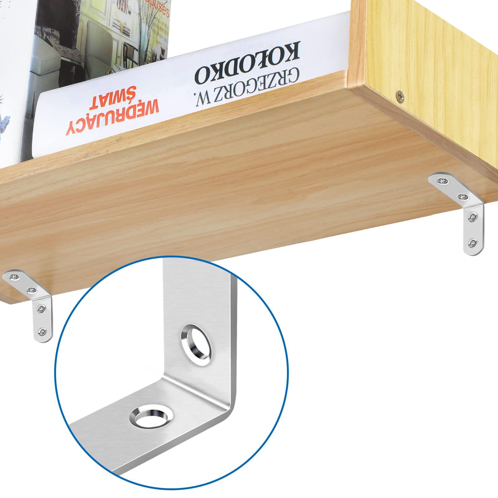 16 Pcs L Bracket Stainless Steel Corner Brace Sets, 90 Degree Right Angle Brackets with 64 Pcs Screws, L Bracket Firmware for Wooden Shelves, Chairs, Tables, Dressers, Furniture (Silver) - Image 5