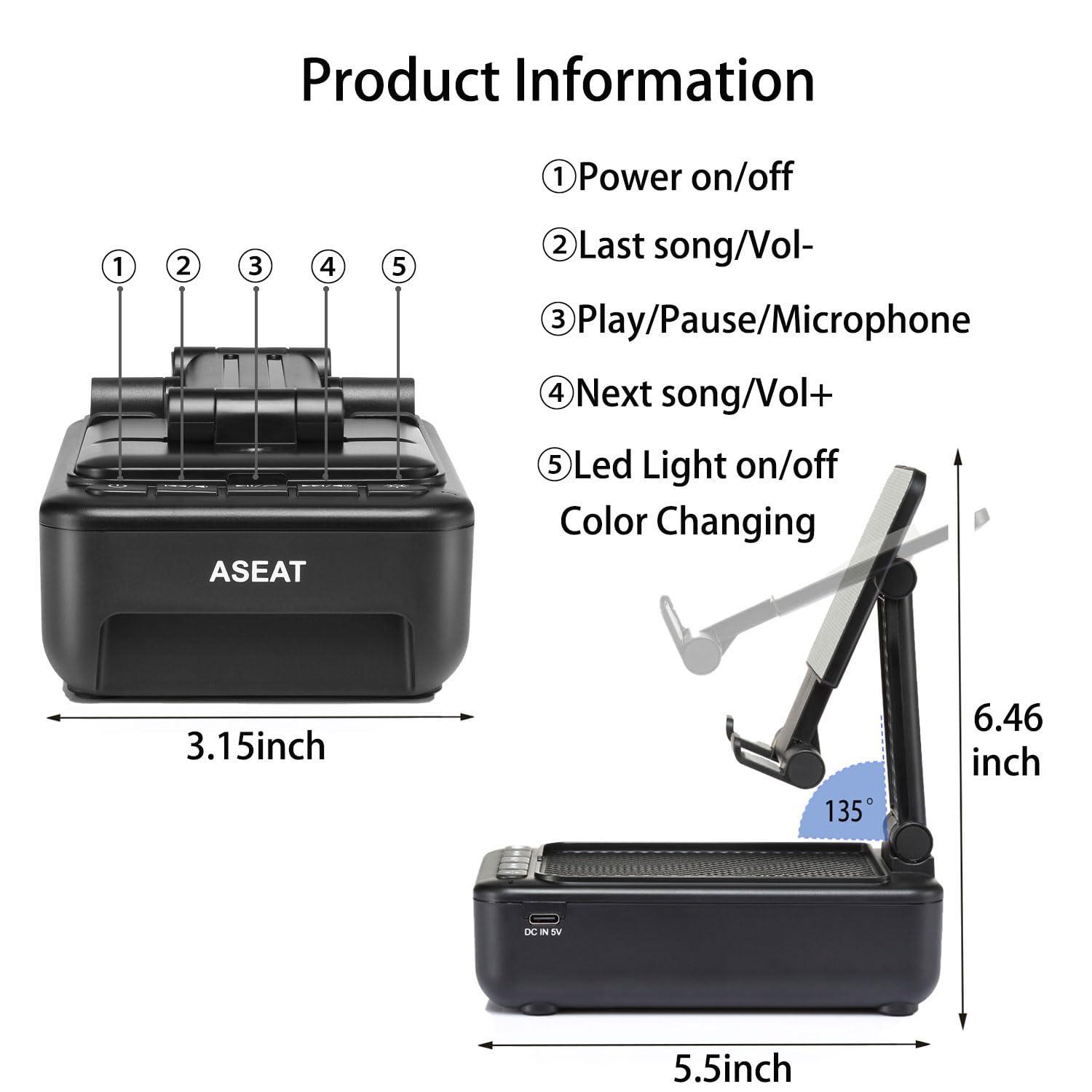 ASEAT Gifts for Men Him, Cell Phone Stand with Bluetooth Speaker&Led Color Changing Light, Unique Gifts for Women Dad Her Husband, Birthday Gifts for Men - Image 5