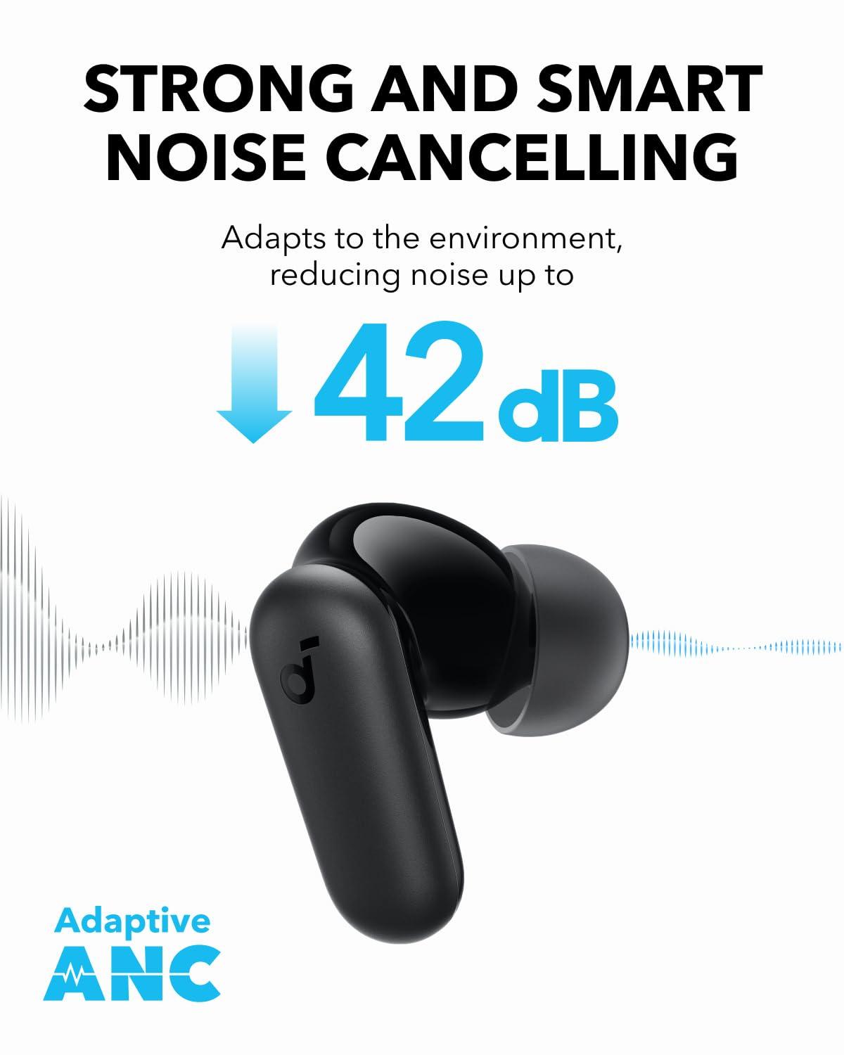 Soundcore P30i by Anker Noise Cancelling Earbuds, Strong and Smart Noise Cancelling, Powerful Bass, 45H Playtime, 2-in-1 Case and Phone Stand, IP54, Wireless Earbuds, Bluetooth 5.4 (Black) - Image 6