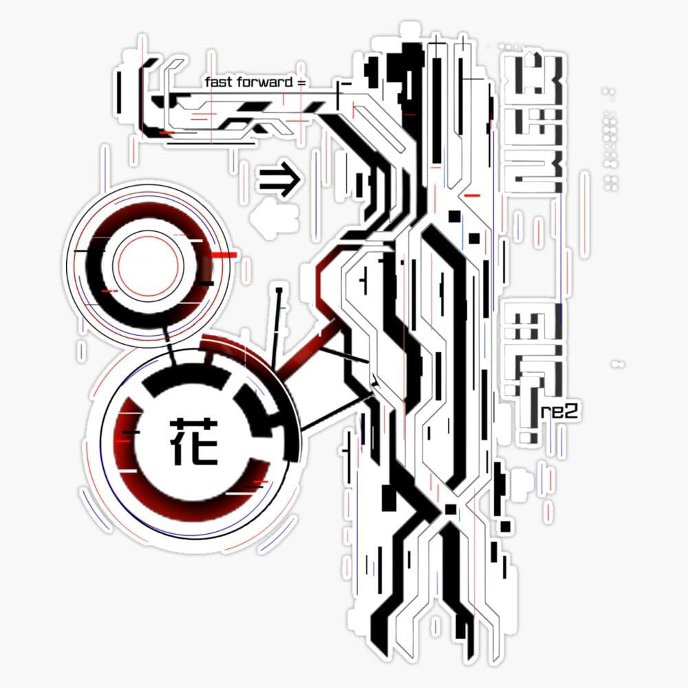Cybernetic Flower Techwear Sticker Vinyl Waterproof Sticker Decal Car Laptop Wall Window Bumper Sticker 5"