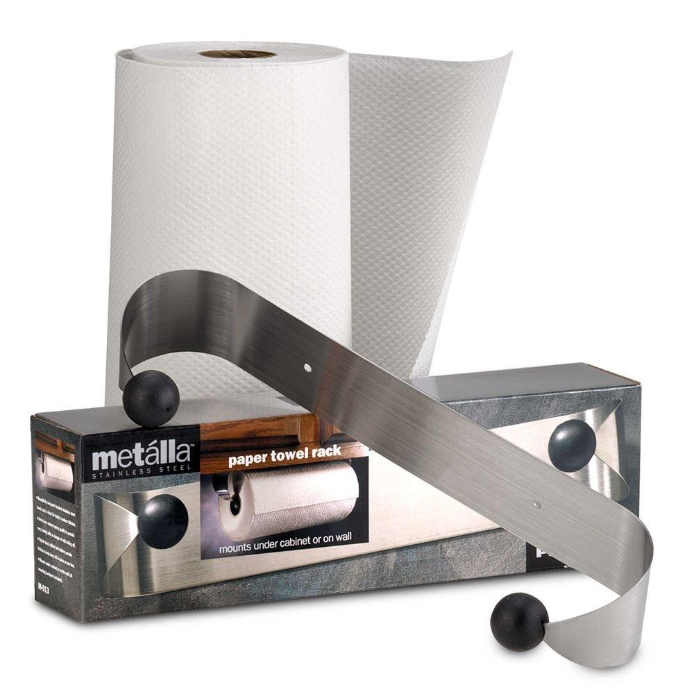 Prodyne Under Cabinet Paper Towel Holder, Silver and Black Small - Image 4
