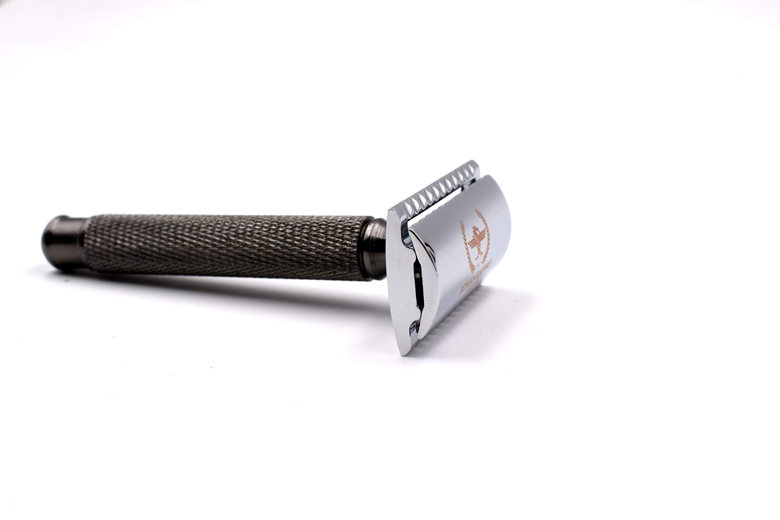 Caesar Gun Metal Safety Razor by Roman Empire Shaving with Set of 20 Shaving Blades (Astra-Derby-Shark-Treet) - Image 6