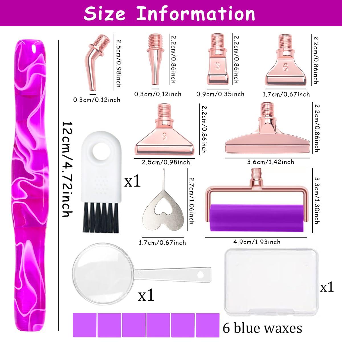 Praise V Do Ergonomic Diamond Painting Art Drill Bead Dot Pen Kit with Screw Steel Silver Metal Tip Nibs Placers Roller Tool Accessories for 5D Diamond Paint Purple - Image 3