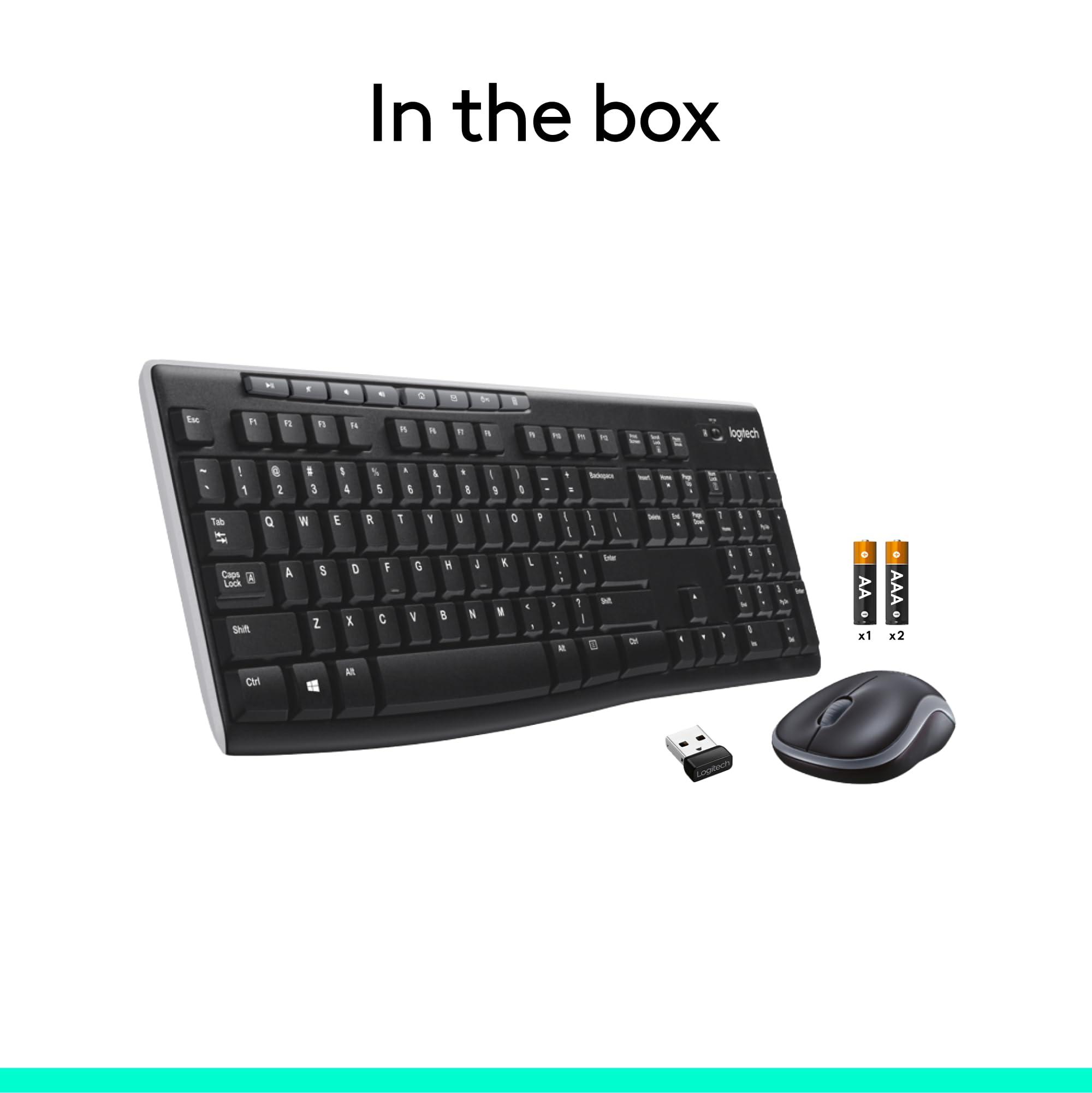 Logitech MK270 Wireless Keyboard and Mouse Combo for Windows, 2.4 GHz, 8 Multimedia Keys, PC, Laptop, Wireless Keyboard Compact Mouse Combo - Black - Image 9