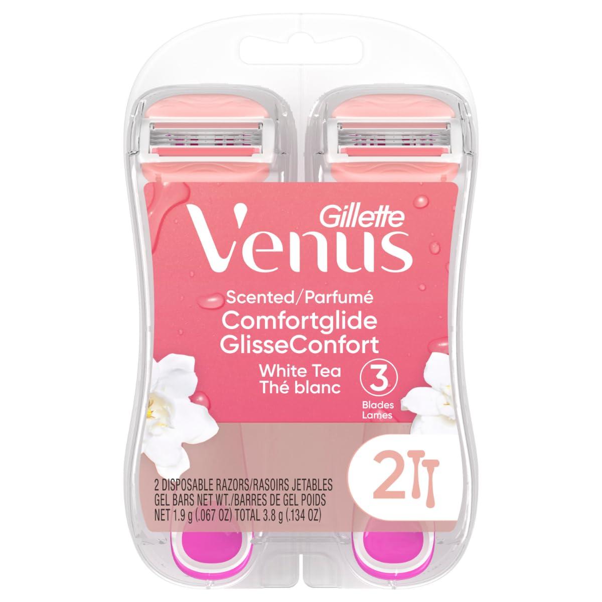 Gillette Venus ComfortGlide Disposable Razors for Women, 2 Count, White Tea Scented Moisture Bars for a Smooth Shave - Image 7