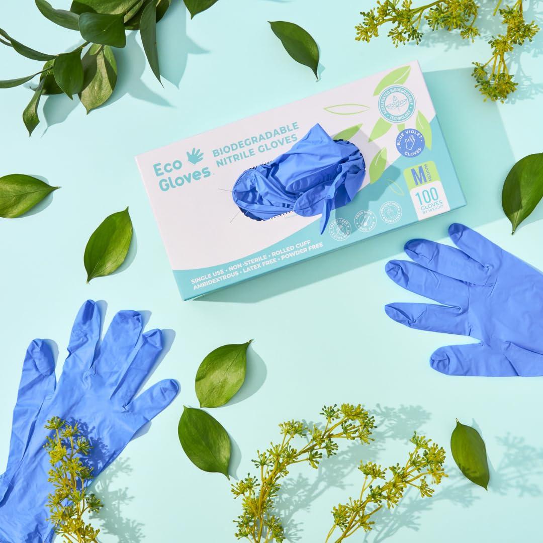 Eco Gloves Biodegradable BLUE VIOLET Nitrile Disposable Gloves, 4 Mil, Powder Free, Latex Free, Food Safe,Tattoo, Cleaning - Image 2