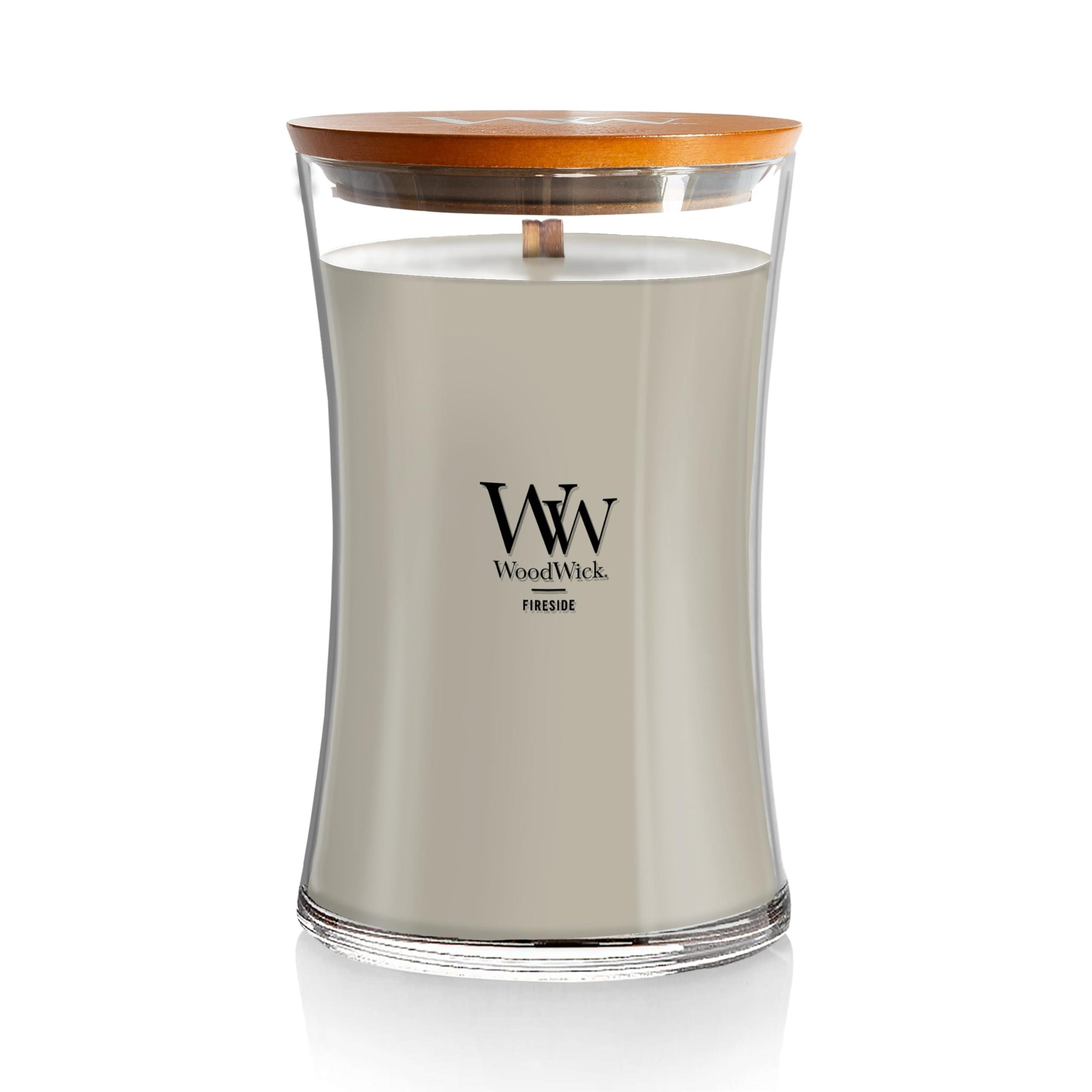 WoodWick Large Hourglass Fireside Candle Premium Soy Blend Wax Crackles as it burns Perfect for Gifting