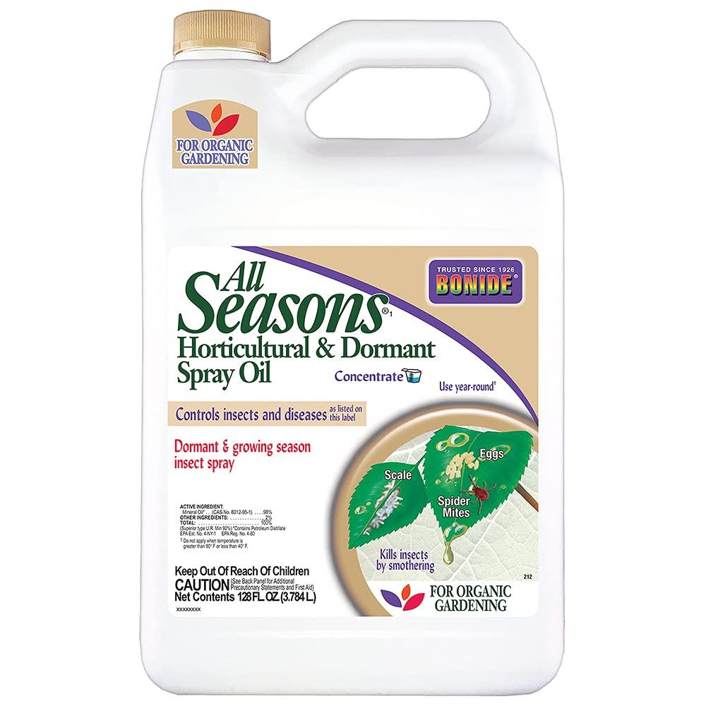 Bonide All Seasons Horticultural & Dormant Spray Oil, 128 oz Concentrate, Disease Prevention and Insect Killer for Organic Gardening