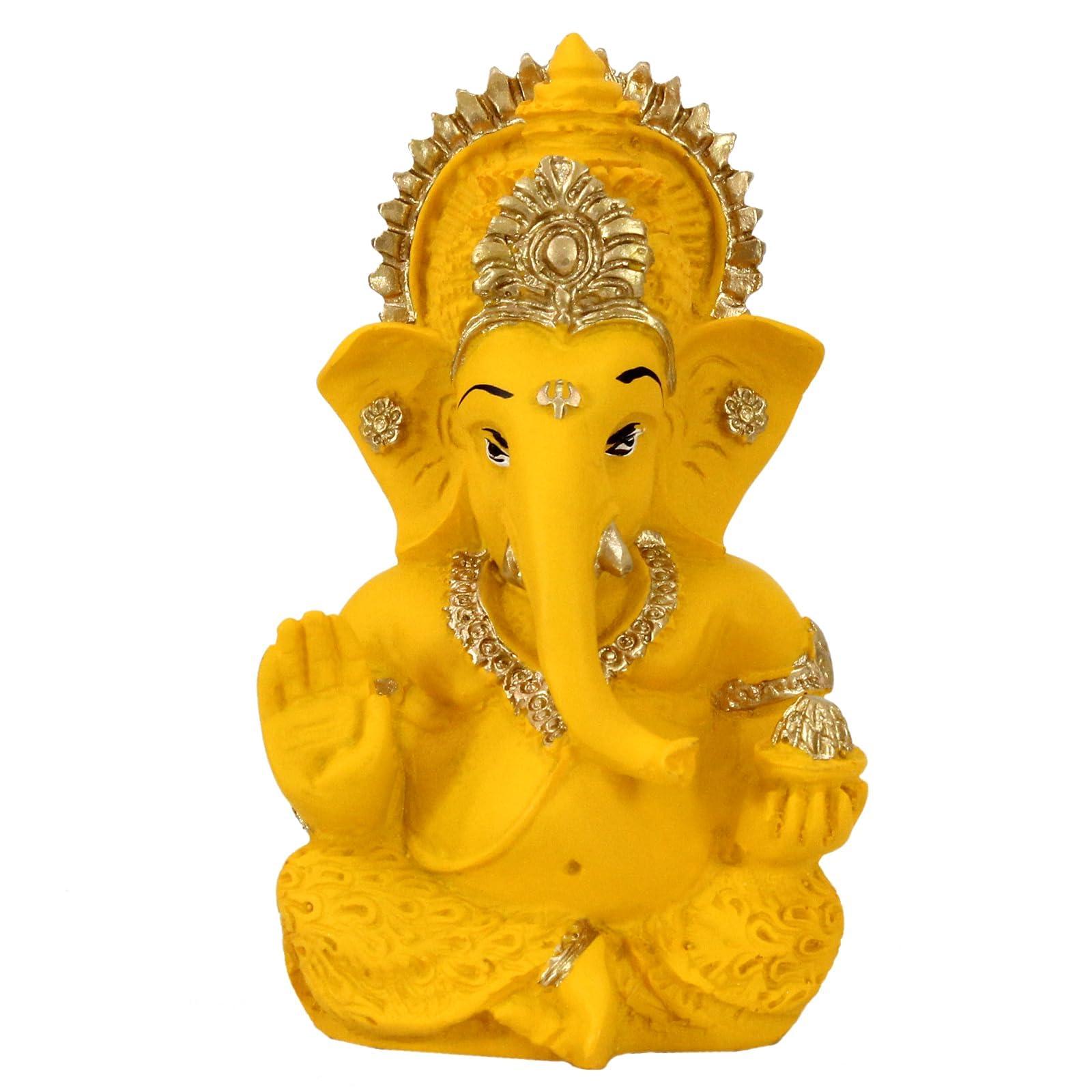 TIED RIBBONS Ganesh Statue for Car Dashboard | Resin, 3 Inch | Ganesha Statue for Home, Office, Desk, Pooja | Baby Ganesha Statues | Indian Decorations for Pooja Mandir Temple | Indian Return Gifts