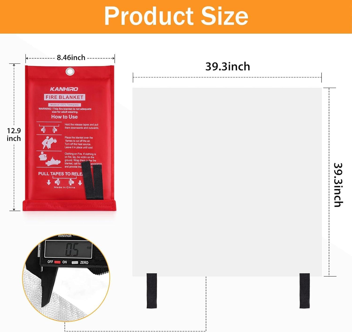 Emergency Fire Blanket for Home Kitchen - KANHIRO Fiberglass Fire Suppression Blanket Great for School, Fireplace, Grill, Car, Office, Warehouse (4 Pack, 39 in X 39 in) - Image 2