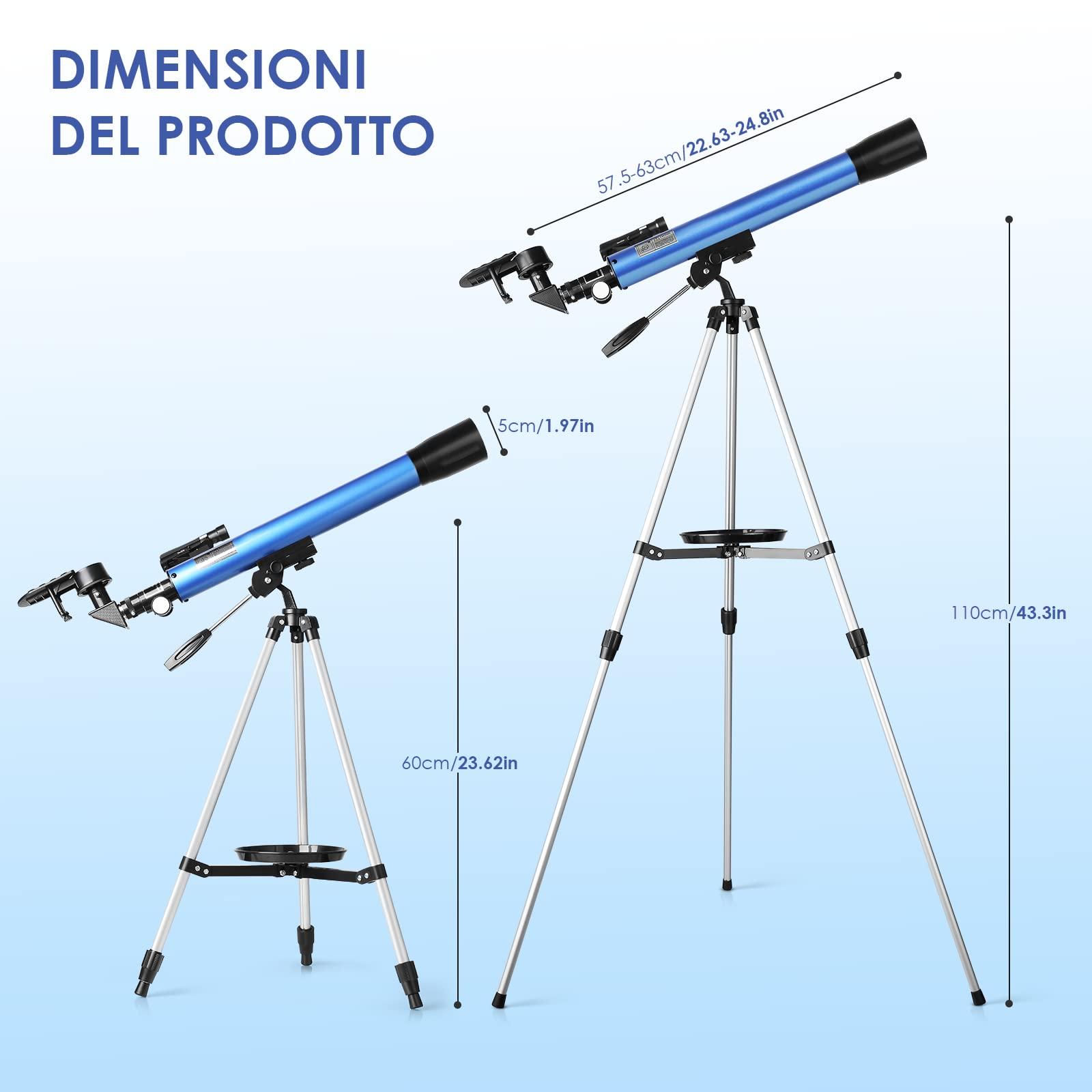 Telescope with Red Dot Finder, 50/600MM Astronomical Refracting Telescope with Retractable Tripod, Multi-Coated High Transmission Telescope for Beginners with Phone Adapter - Image 2