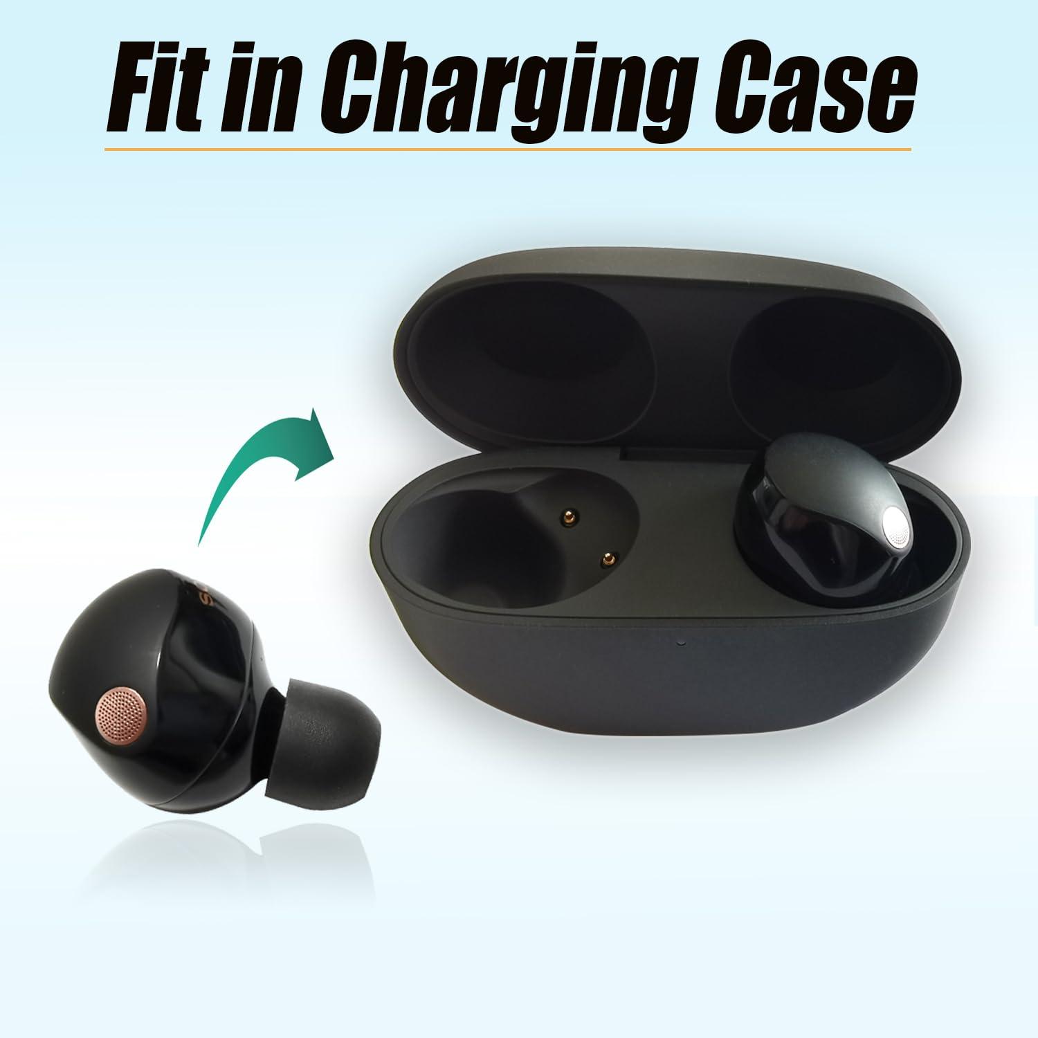 Memory Foam Ear Tips for Sony WF-1000XM5 Filter Screen Earbuds Tips for WF-1000XM5 WF-1000XM4 fit Charging Case, 4 Pairs Black - Image 4