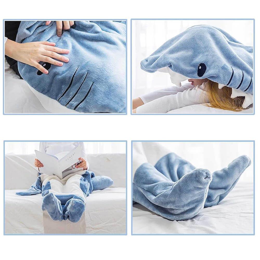 inkArts Shark Blanket Hoodie Onesie for Adult & Kid, Wearable Shark Sleeping Bag, Soft Cozy Onesie Costume - Image 7