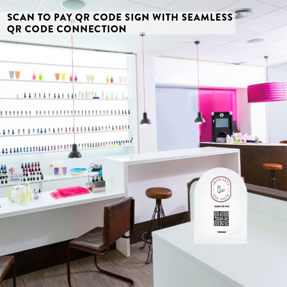 Andaz Press Custom QR Code Sign with Logo for Pop Up Shop, Vendor Booth Display Items, Acrylic Scan To Pay QR Code Sign for Business Personalized Scan QR Code Display Signs for Social Media with Stand - Image 7