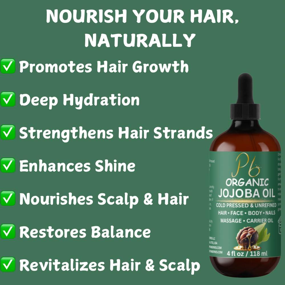 Organic Jojoba Oil – 100% Pure, Cold-Pressed & Unrefined | Hexane-Free Golden Jojoba Oil for Hair, Skin & Nails | Hydrating Body Oil, Supports Youthful Glow & Smooth Texture | 4 fl oz - Image 6