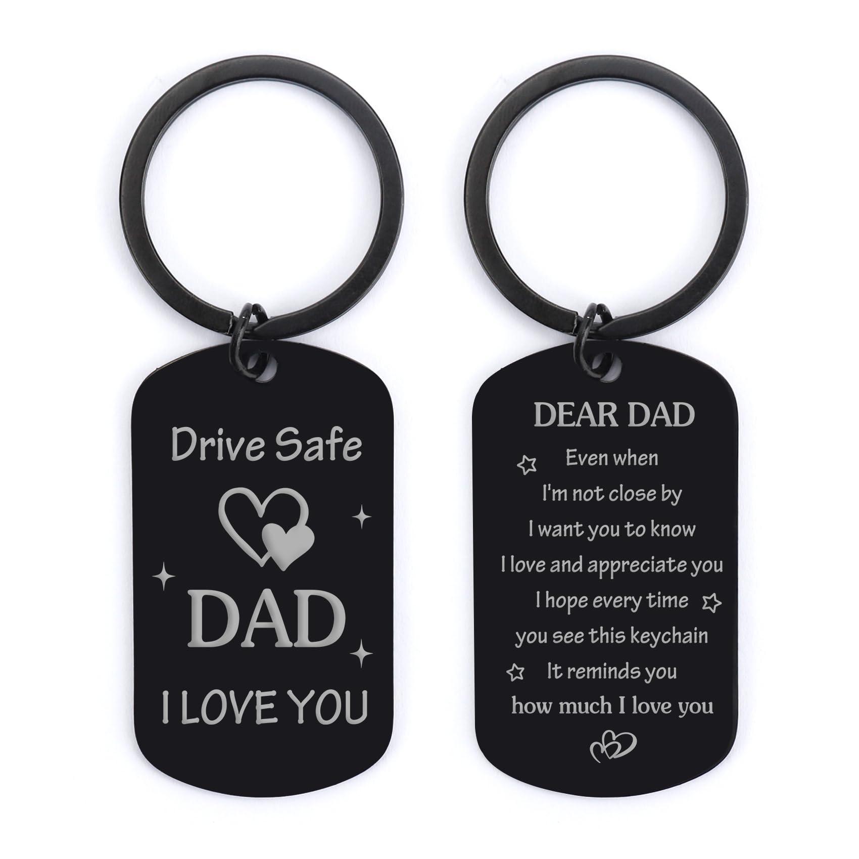 Fodfgxf Father's Day Gifts for Dad from Daughter Son, Drive Safe Keychain Dad Gifts for Birthday Christmas Thanksgiving Father's Day Keychain Gift for Husband from Wife