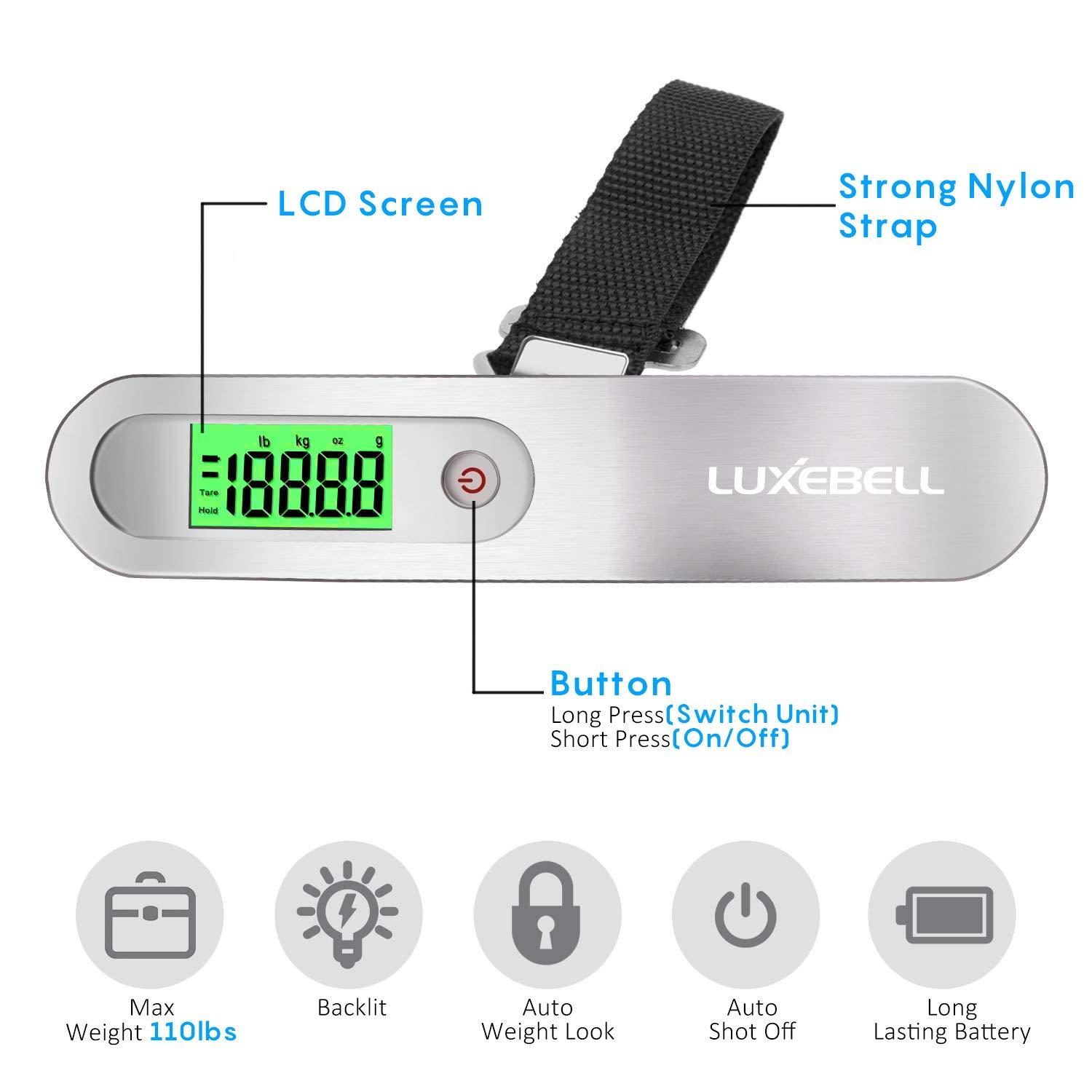 Digital Luggage Scale Vacation Travel Essentials Accessories Gifts for Traveler Portable Suitcase Handheld Weight Scale 110 lbs Hanging Baggage Travel Must Haves - Image 2