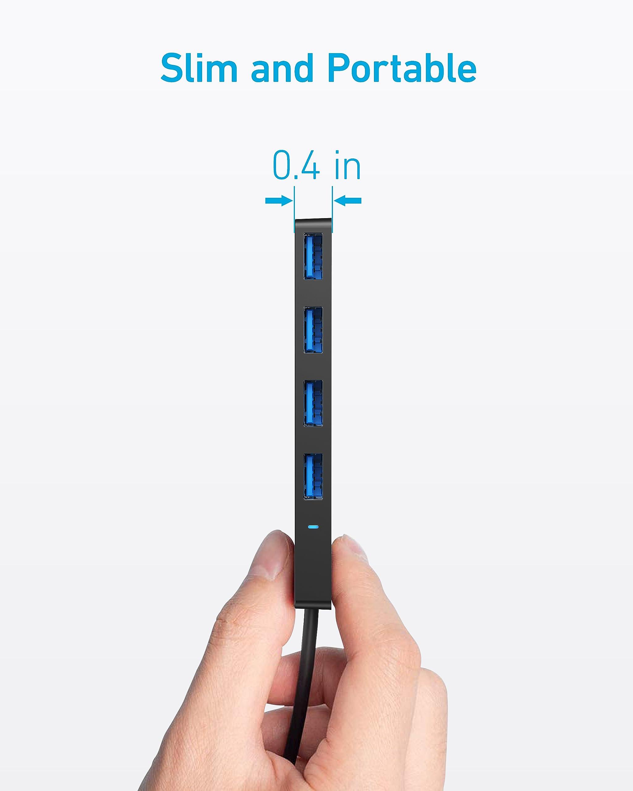 Anker 4-Port USB 3.0 Hub with 5Gbps Data Transfer, Ultra-Slim Data USB C Hub [Charging Not Supported], for MacBook, iMac, Surface, Mobile HDD, and More (USB-C, 0.7 ft) - Image 6