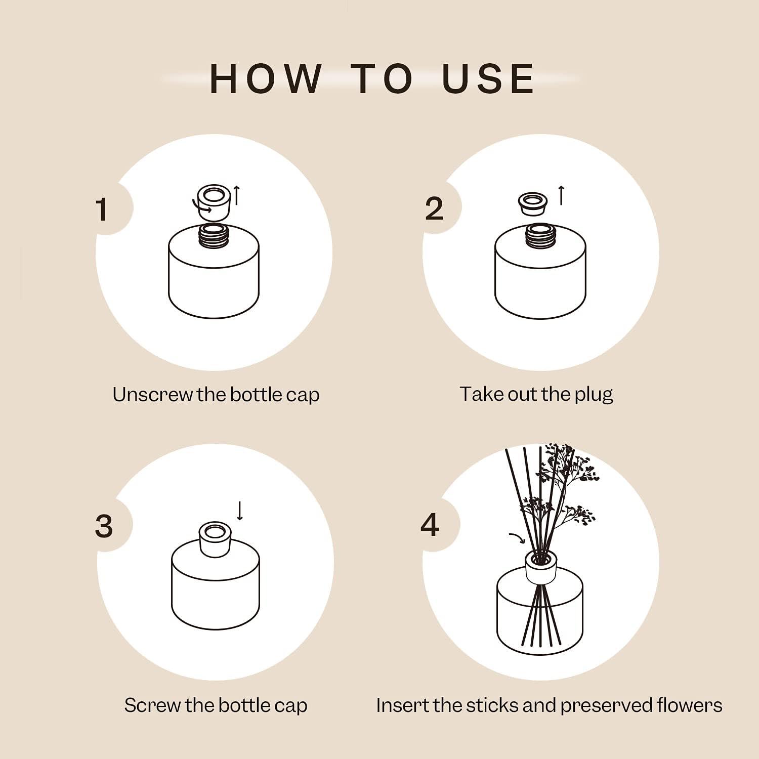 Cocorrína Premium Reed Diffuser Set with Preserved Baby's Breath & Cotton Stick Sandalwood Rose | 6.7oz Scent Fragrance Oil Diffuser for Bedroom Bathroom Home Décor - Image 6