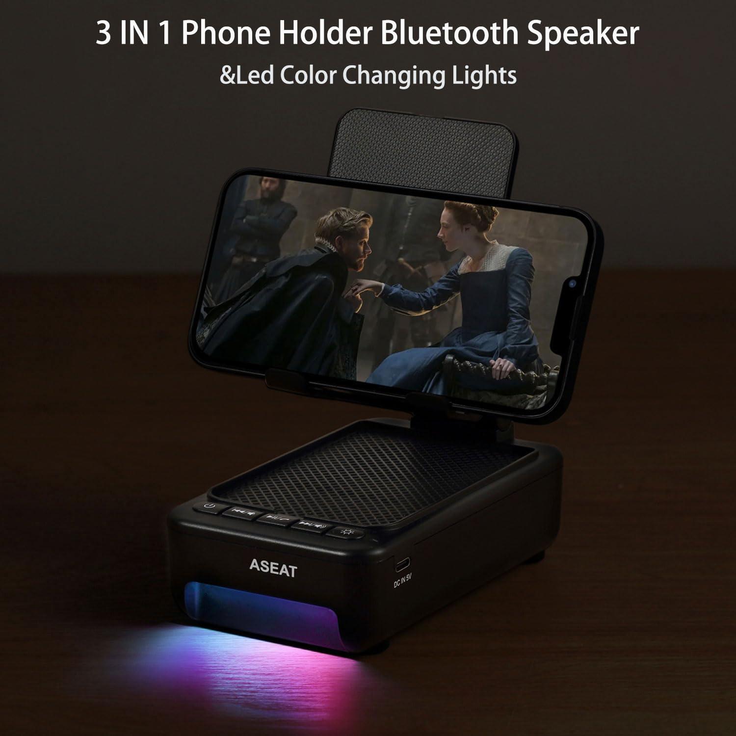 ASEAT Gifts for Men Him, Cell Phone Stand with Bluetooth Speaker&Led Color Changing Light, Unique Gifts for Women Dad Her Husband, Birthday Gifts for Men - Image 2