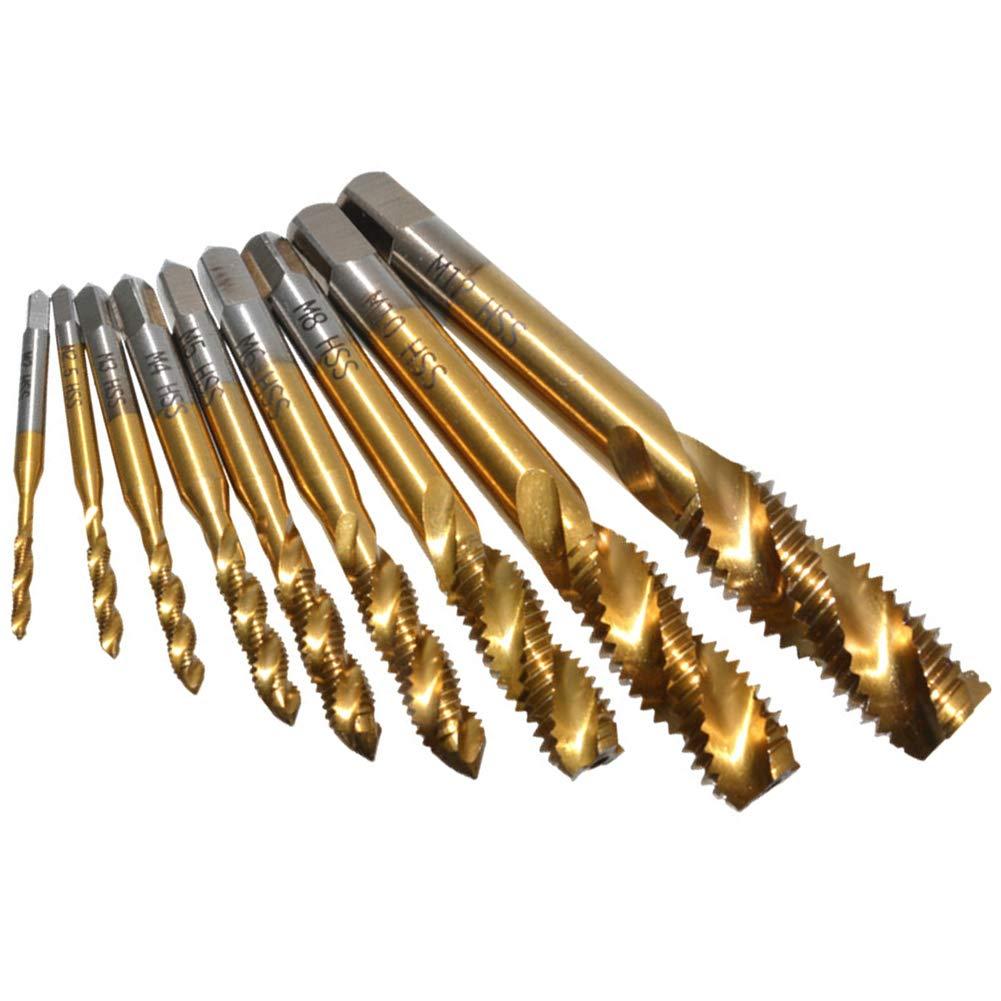 Yakamoz 9pcs Machine Screw Tap Set Titanium Spiral Flute Drill Taps Metric M2 M2.5 M3 M4 M5 M6 M8 M10 M12 Thread Tapping Tool - Image 3
