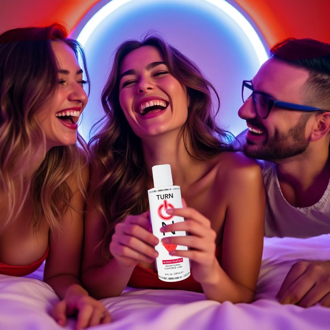 Turn On Watermelon Flavored Water-Based Personal Lubricant | Condom Safe, Sugar-Free Premium Lube for Men, Women, and Couples, 8 fl oz - Image 4