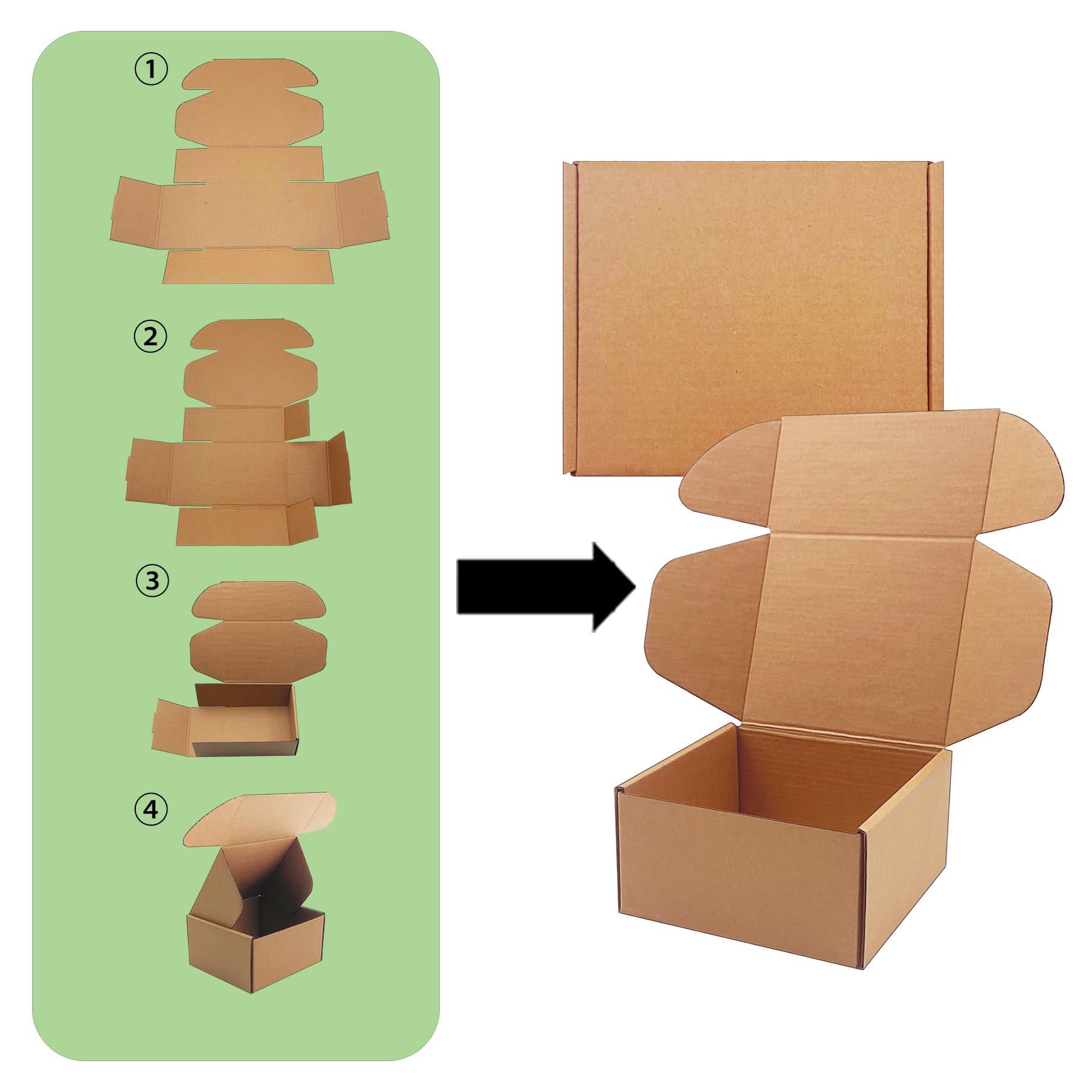 10x10x3 inch Shipping Boxes，Bulk 20 Pack，Brown Corrugated Mailers Cardboard Literature Mailer Box for Packaging Business, Mailing,Moving and Storage，Small Gift Boxes for Wrapping Mailing Present - Image 5