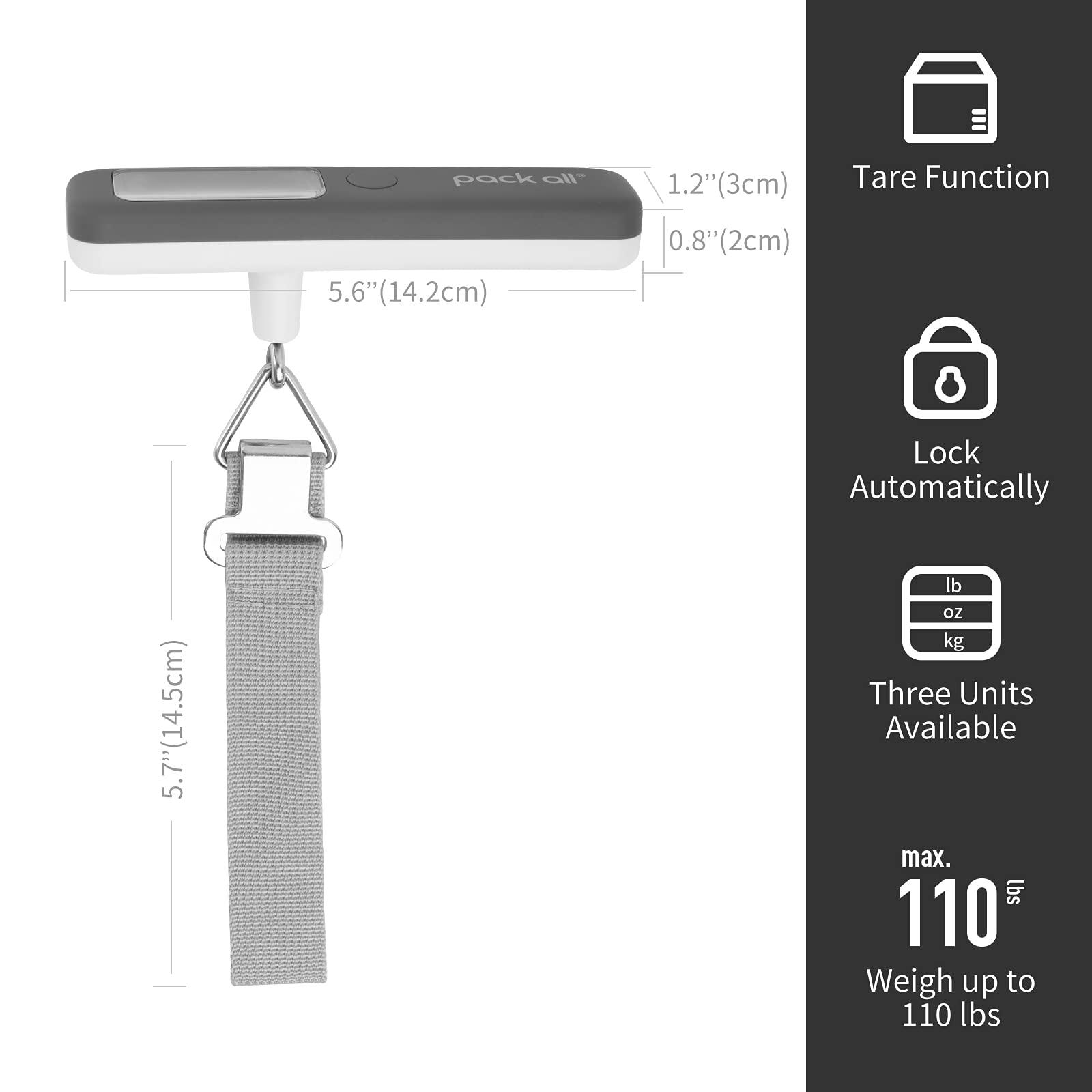 pack all 110 Lbs Luggage Scale, Digital Handheld Luggage Scale, Travel Weight Scale for Luggage with Backlit LCD Display, Battery Included - Image 3