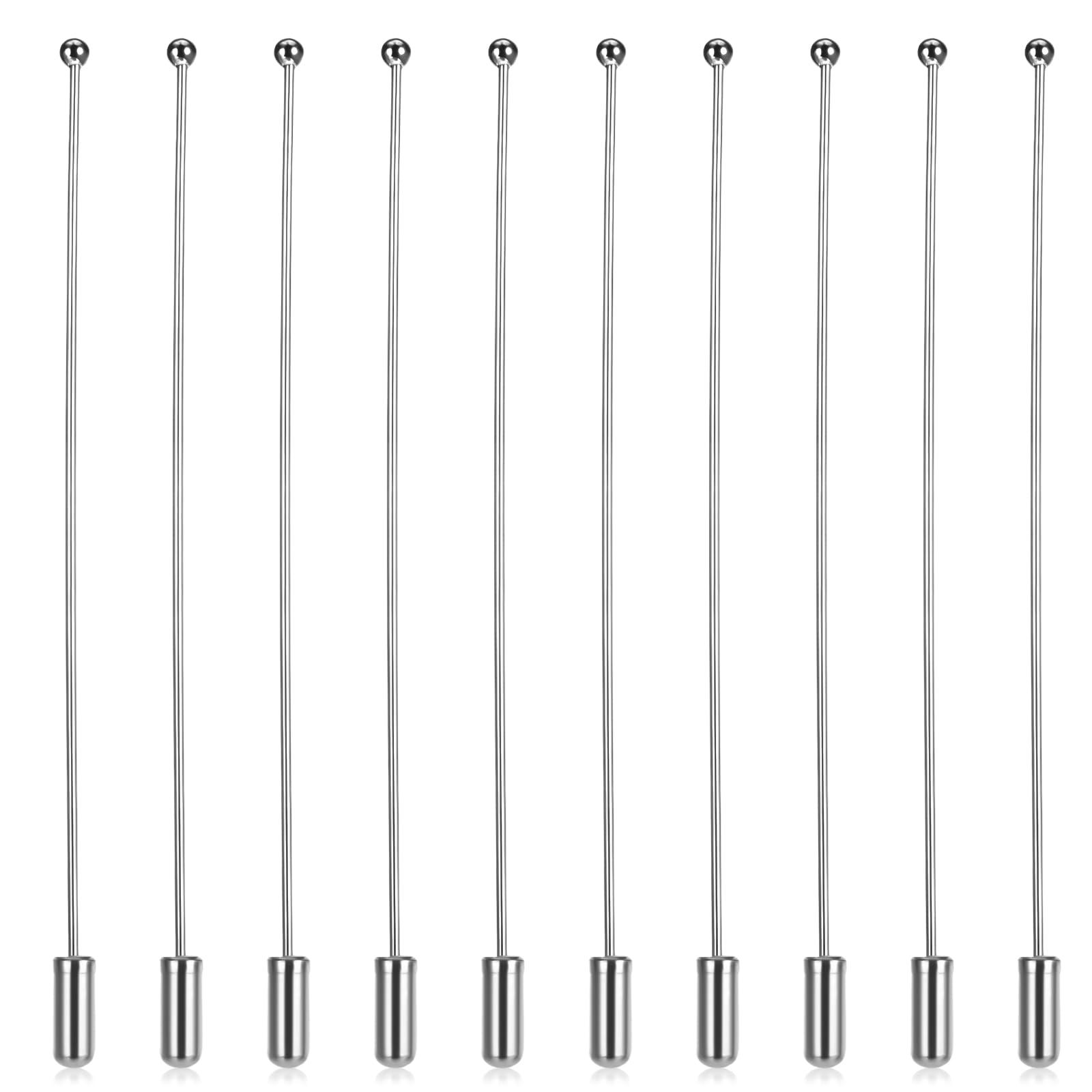 Piriuuo 10 Pcs Brooch Pin Stick for Jewelry Making, Metal Stick Pin Brooch Safety Pins Needle Eye Pin with Stopper Ends for DIY Costume, Suit Tie Hat Pin, Jewelry Making Accessories (Silver)