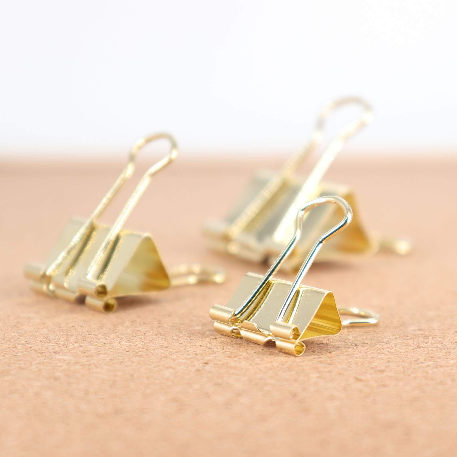 Gold Binder Clips Paper Clamps, Assorted Sizes Set (Small, Medium, Large) for Office School and Home Supplies - Image 4